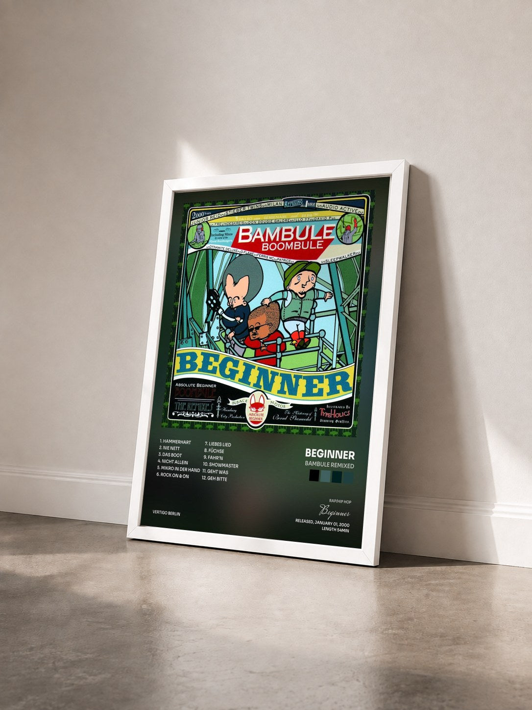 #blanc Tableau de l'album Bambule Remixed de Beginner vu de trois quarts, cadre blanc