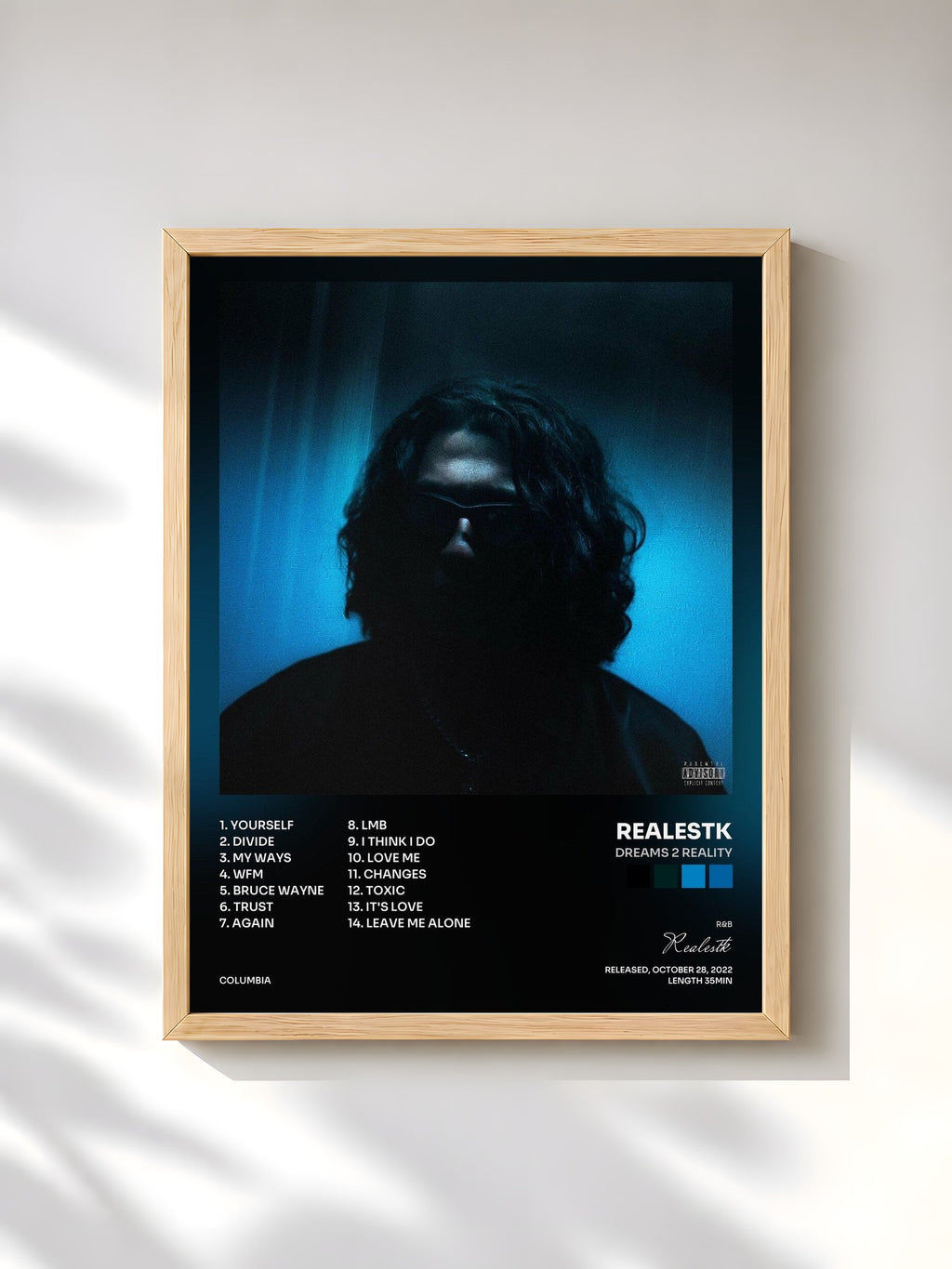 #bois Tableau de l'album Dreams 2 Reality de Realestk, cadre en bois brut, imprimé et encadré en France