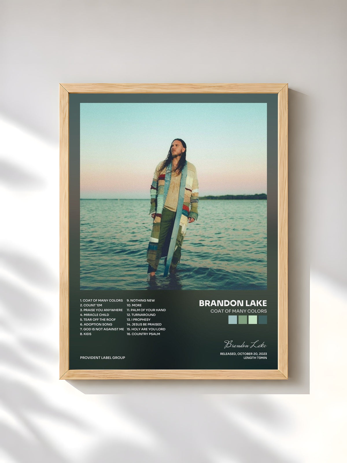 #bois Tableau de l'album COAT OF MANY COLORS de Brandon Lake, cadre en bois brut, imprimé et encadré en France