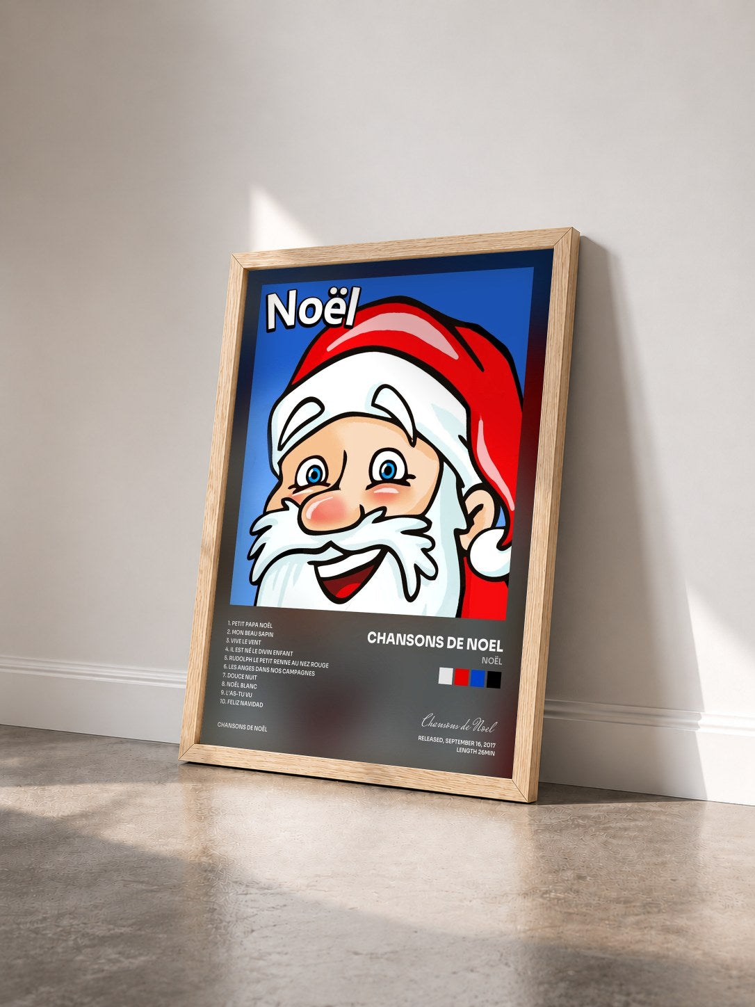 #bois Tableau de l'album Noël de Chansons de Noel vu de trois quarts, cadre en bois brut