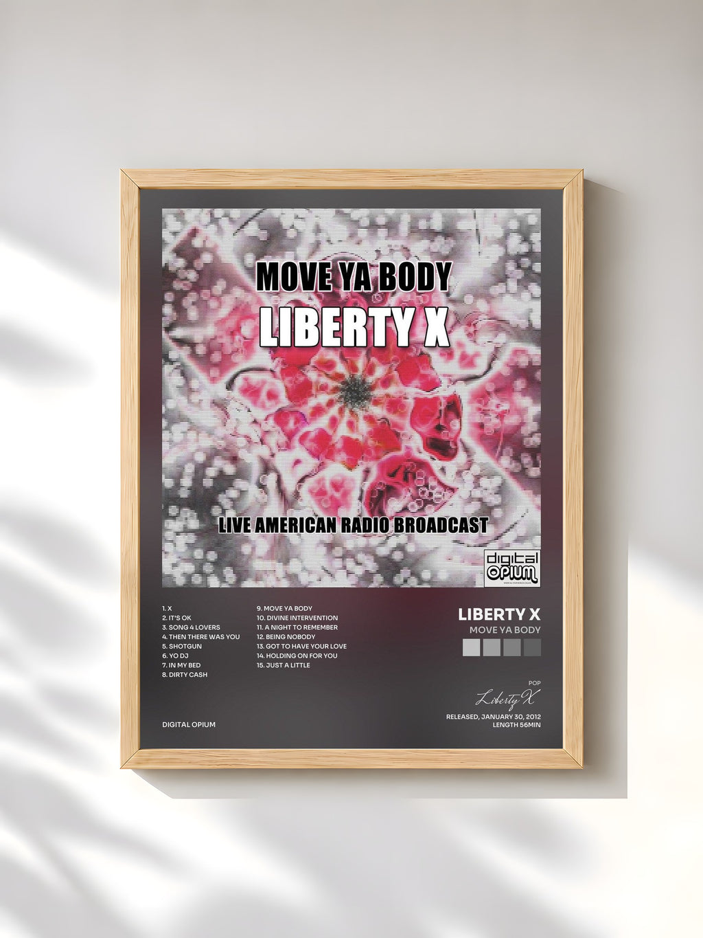 #bois Tableau de l'album Move Ya Body de Liberty X, cadre en bois brut, imprimé et encadré en France
