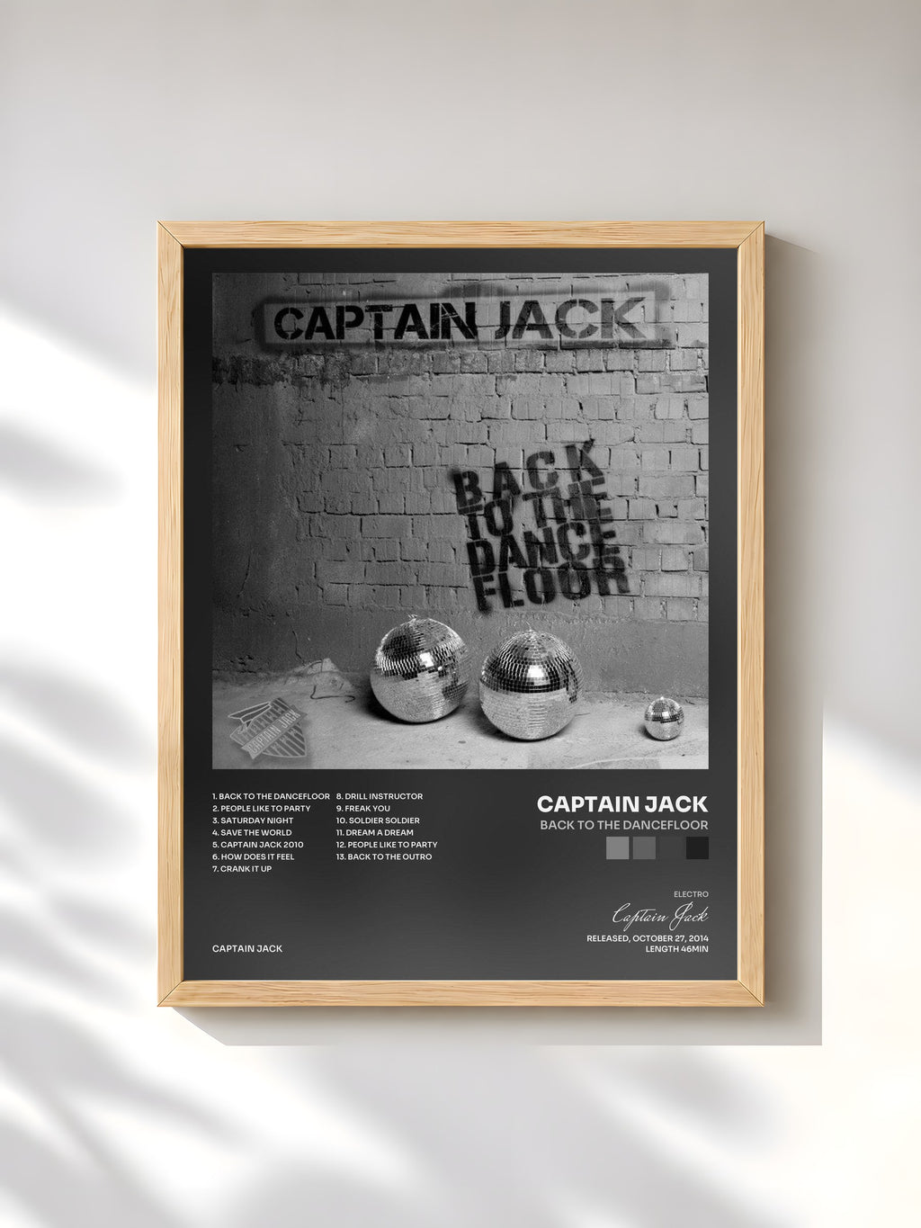 #bois Tableau de l'album Back to the Dancefloor de Captain Jack, cadre en bois brut, imprimé et encadré en France
