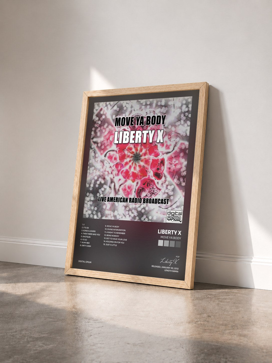 #bois Tableau de l'album Move Ya Body de Liberty X vu de trois quarts, cadre en bois brut
