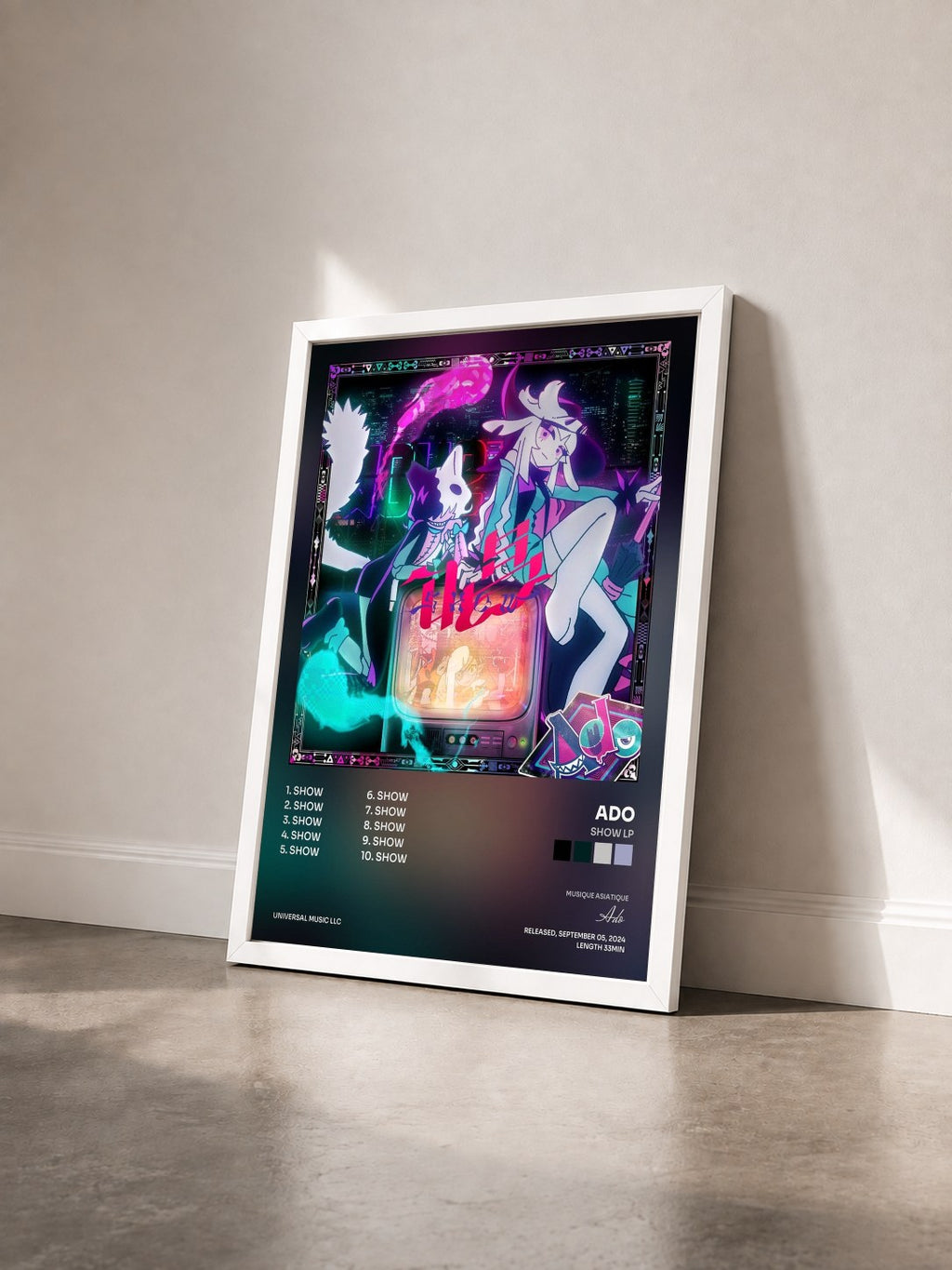 #blanc Tableau de l'album Show LP de Ado vu de trois quarts, cadre blanc