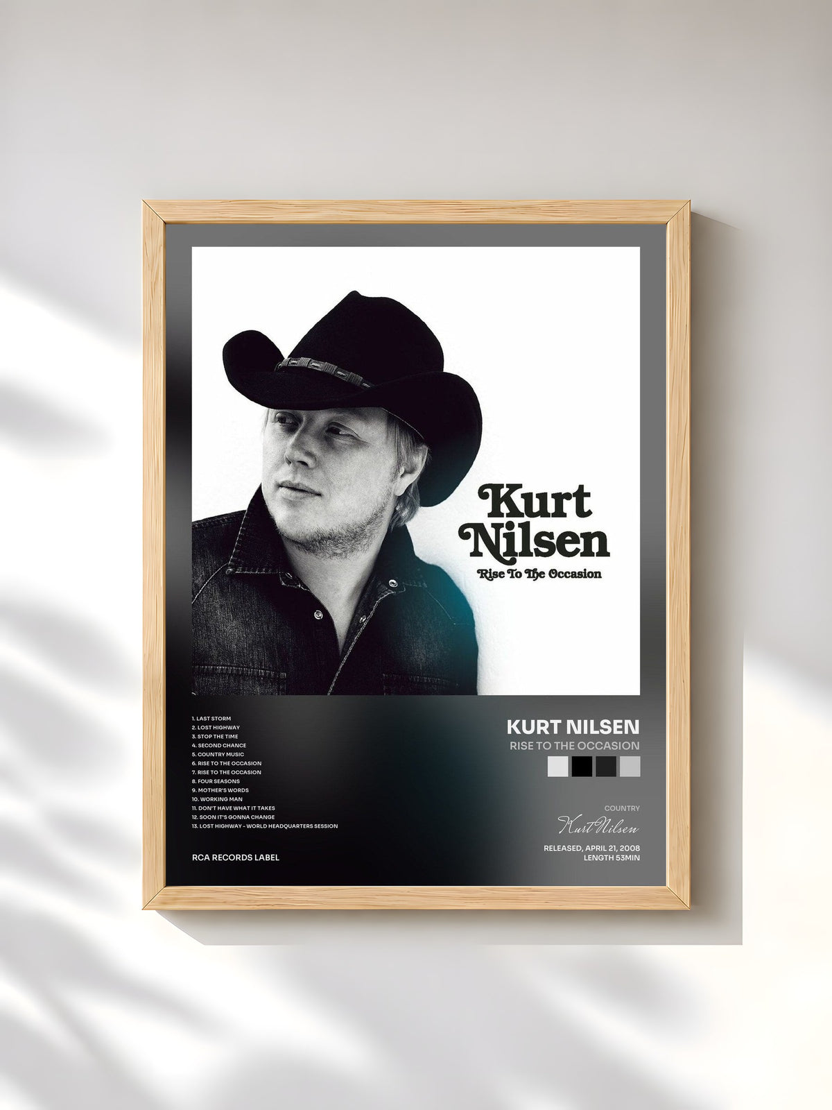 #bois Tableau de l'album Rise To The Occasion de Kurt Nilsen, cadre en bois brut, imprimé et encadré en France