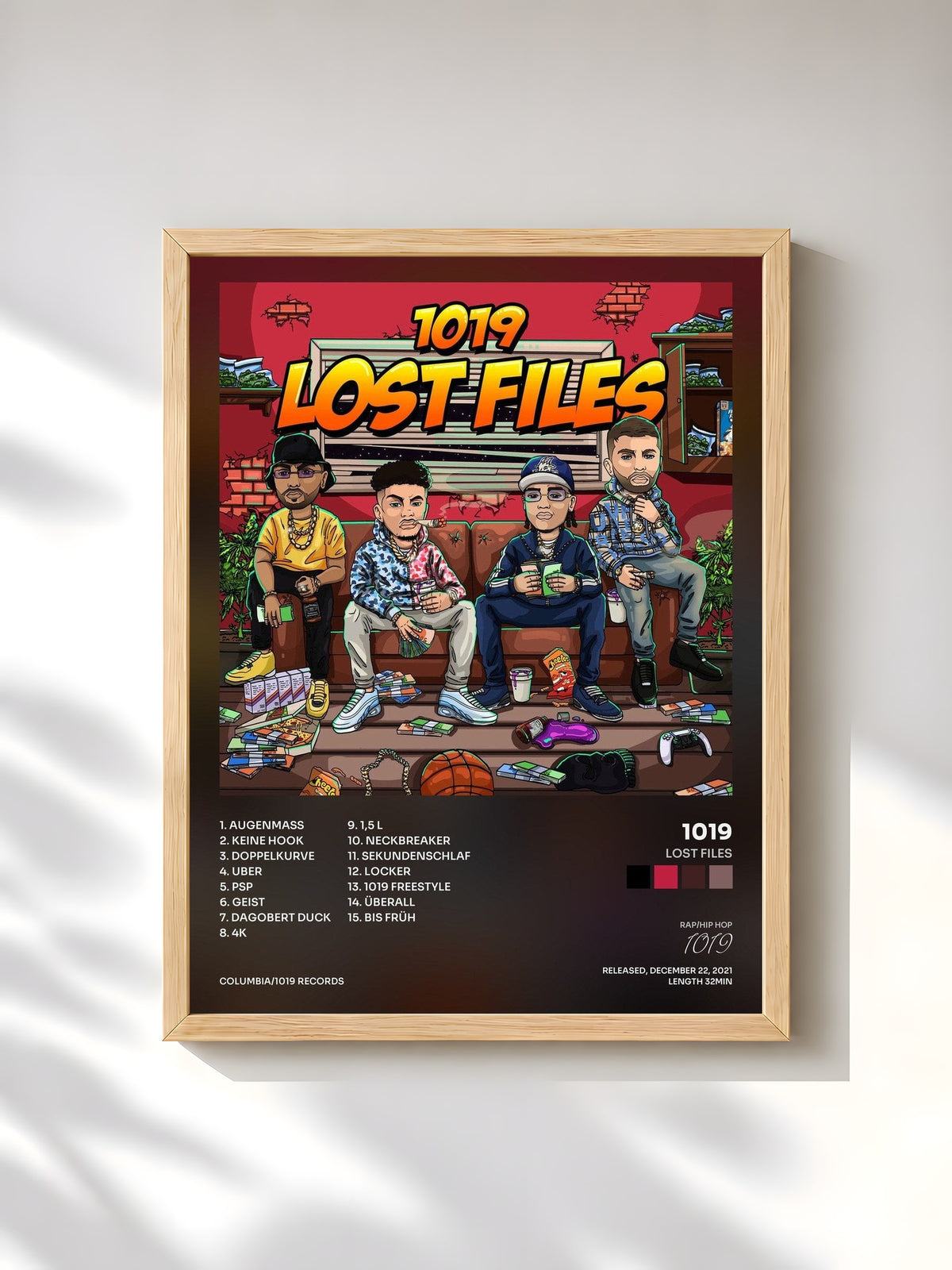#bois Tableau de l'album LOST FILES de 1019, cadre en bois brut, imprimé et encadré en France