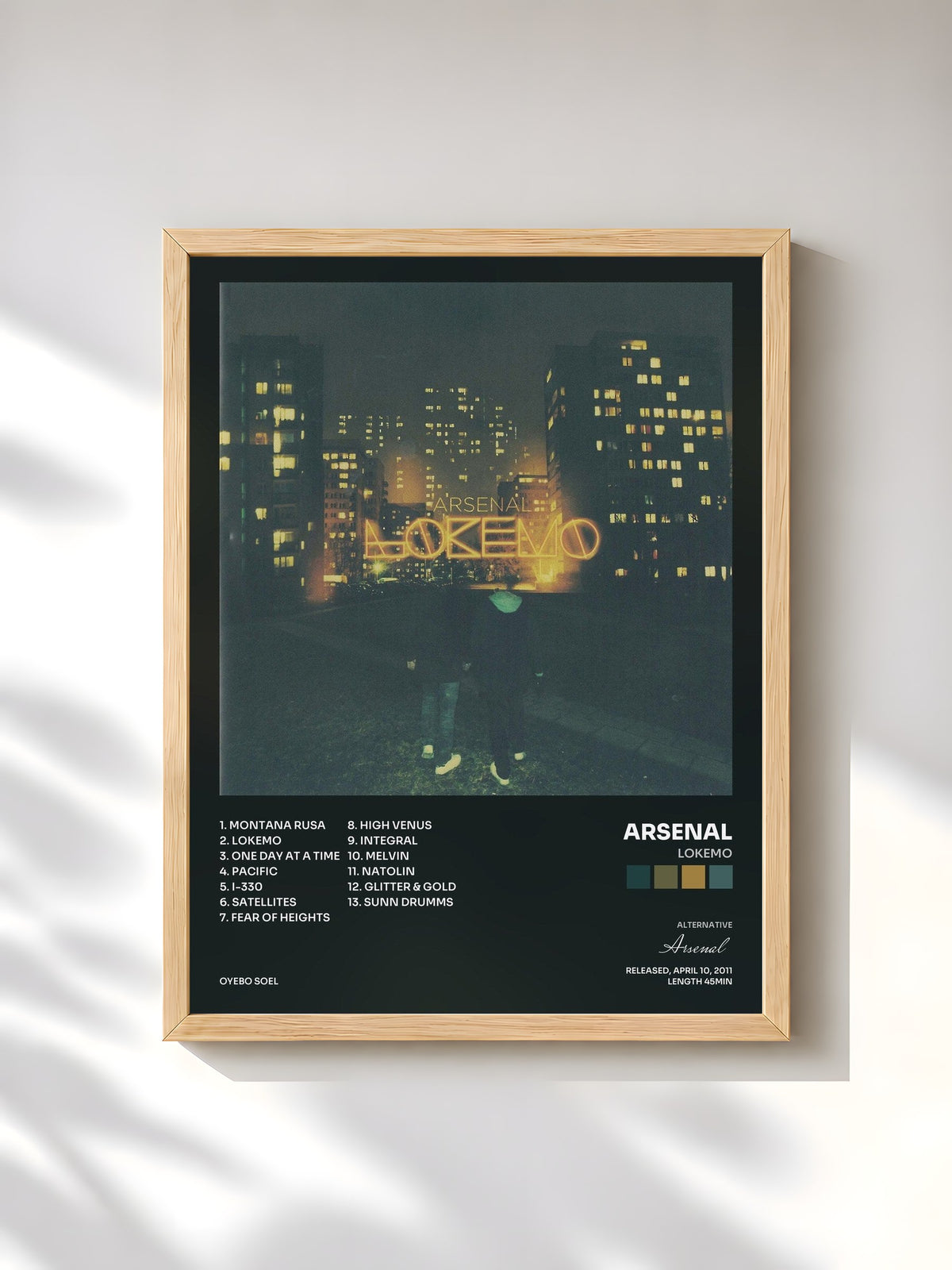 #bois Tableau de l'album Lokemo de Arsenal, cadre en bois brut, imprimé et encadré en France