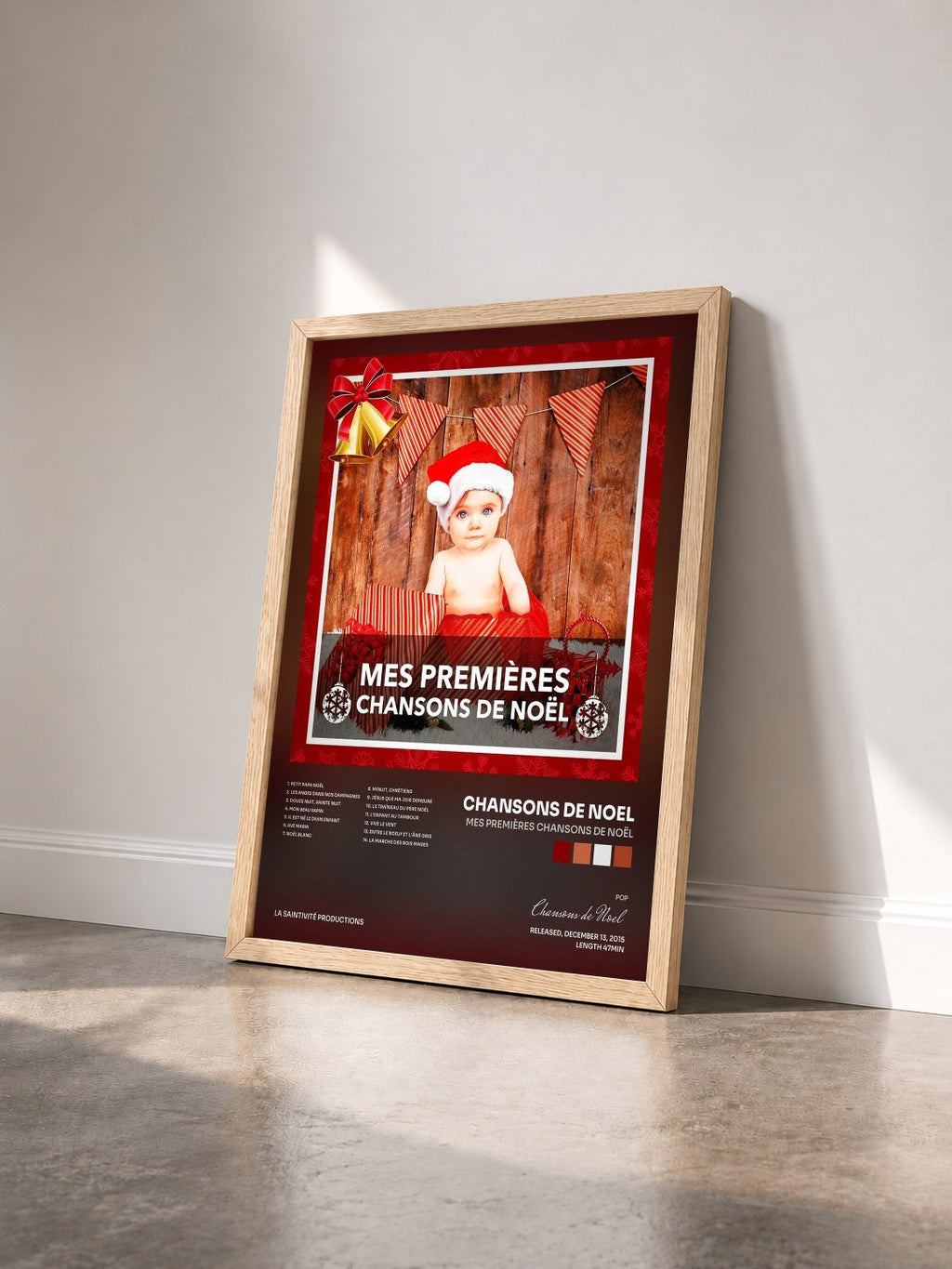 #bois Tableau de l'album Mes premières chansons de Noël de Chansons de Noel vu de trois quarts, cadre en bois brut