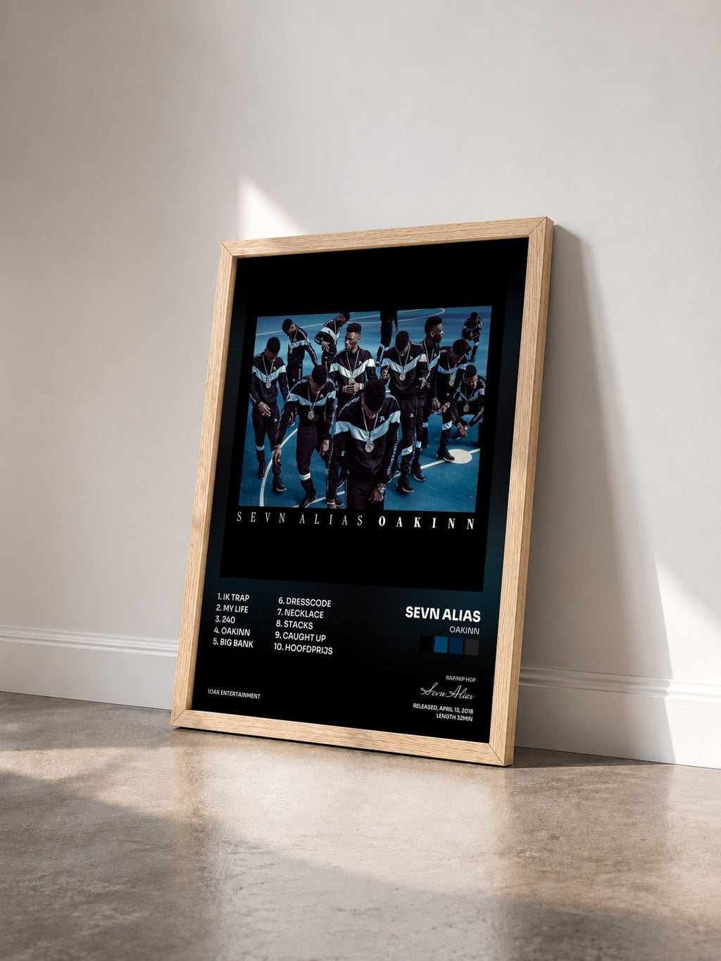 #bois Tableau de l'album OAKINN de Sevn Alias vu de trois quarts, cadre en bois brut