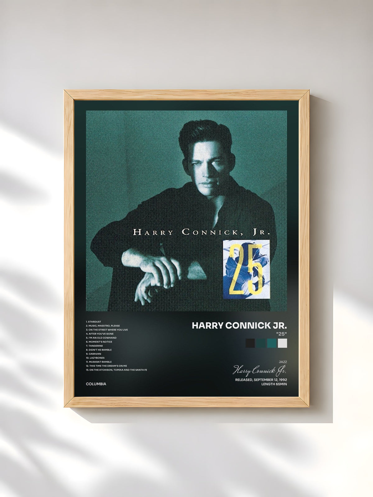 #bois Tableau de l'album "25" de Harry Connick Jr., cadre en bois brut, imprimé et encadré en France