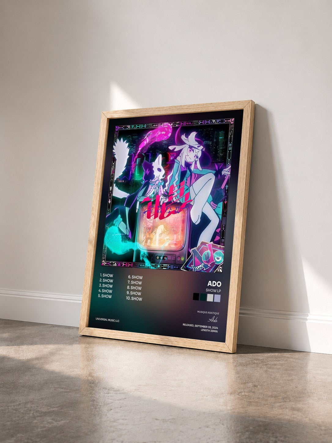 #bois Tableau de l'album Show LP de Ado vu de trois quarts, cadre en bois brut