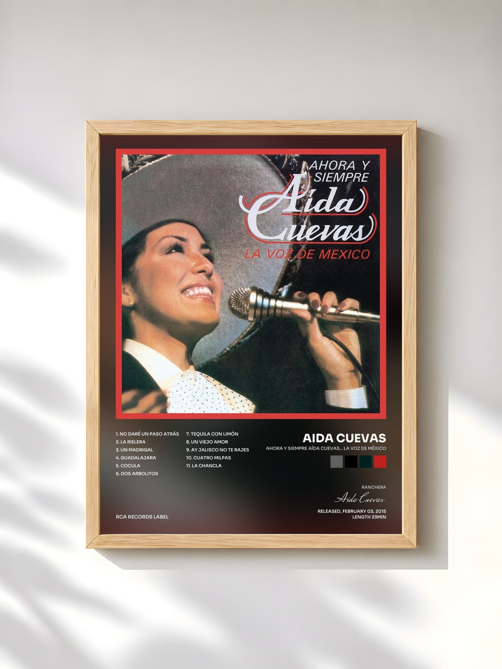#bois Tableau de l'album Ahora y Siempre Aída Cuevas... La Voz de México de Aida Cuevas, cadre en bois brut, imprimé et encadré en France