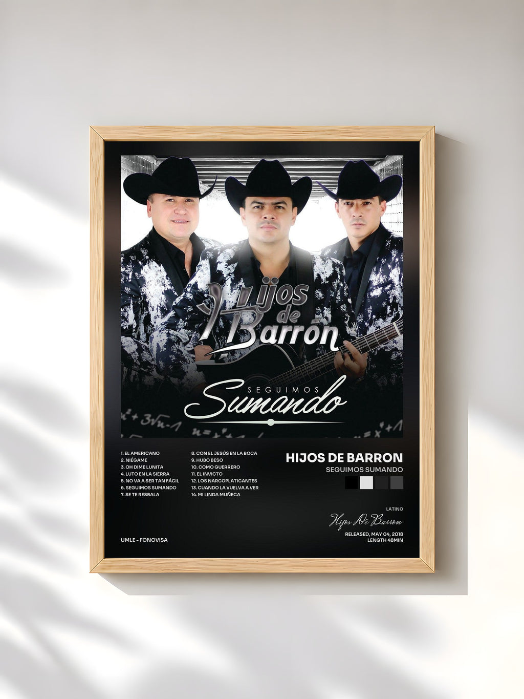 #bois Tableau de l'album Seguimos Sumando de Hijos De Barron, cadre en bois brut, imprimé et encadré en France