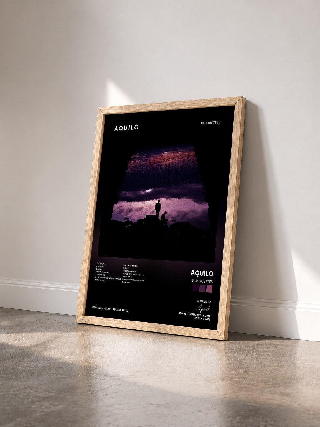 #bois Tableau de l'album Silhouettes de Aquilo vu de trois quarts, cadre en bois brut