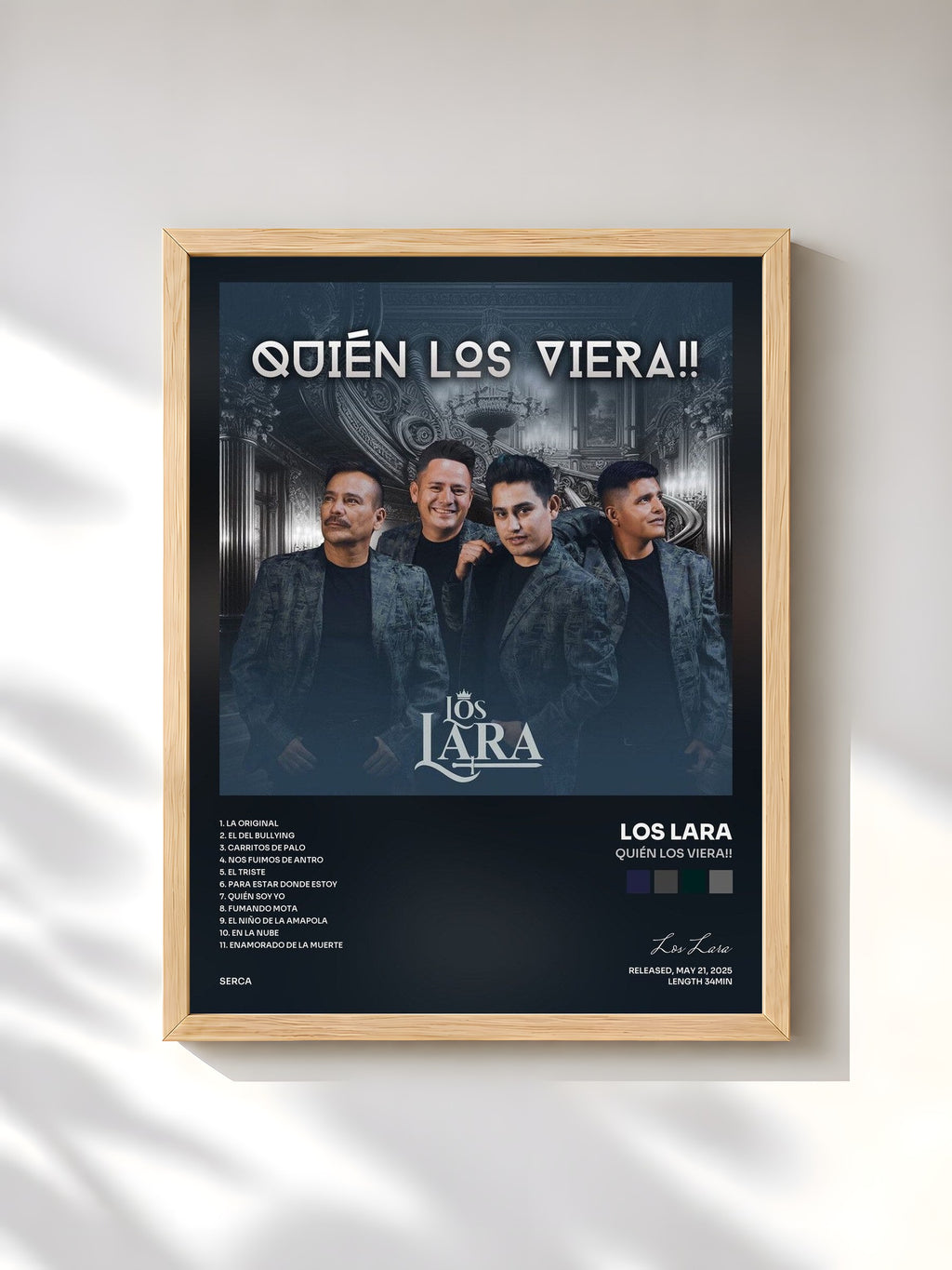 #bois Tableau de l'album Quién Los Viera!! de Los Lara, cadre en bois brut, imprimé et encadré en France