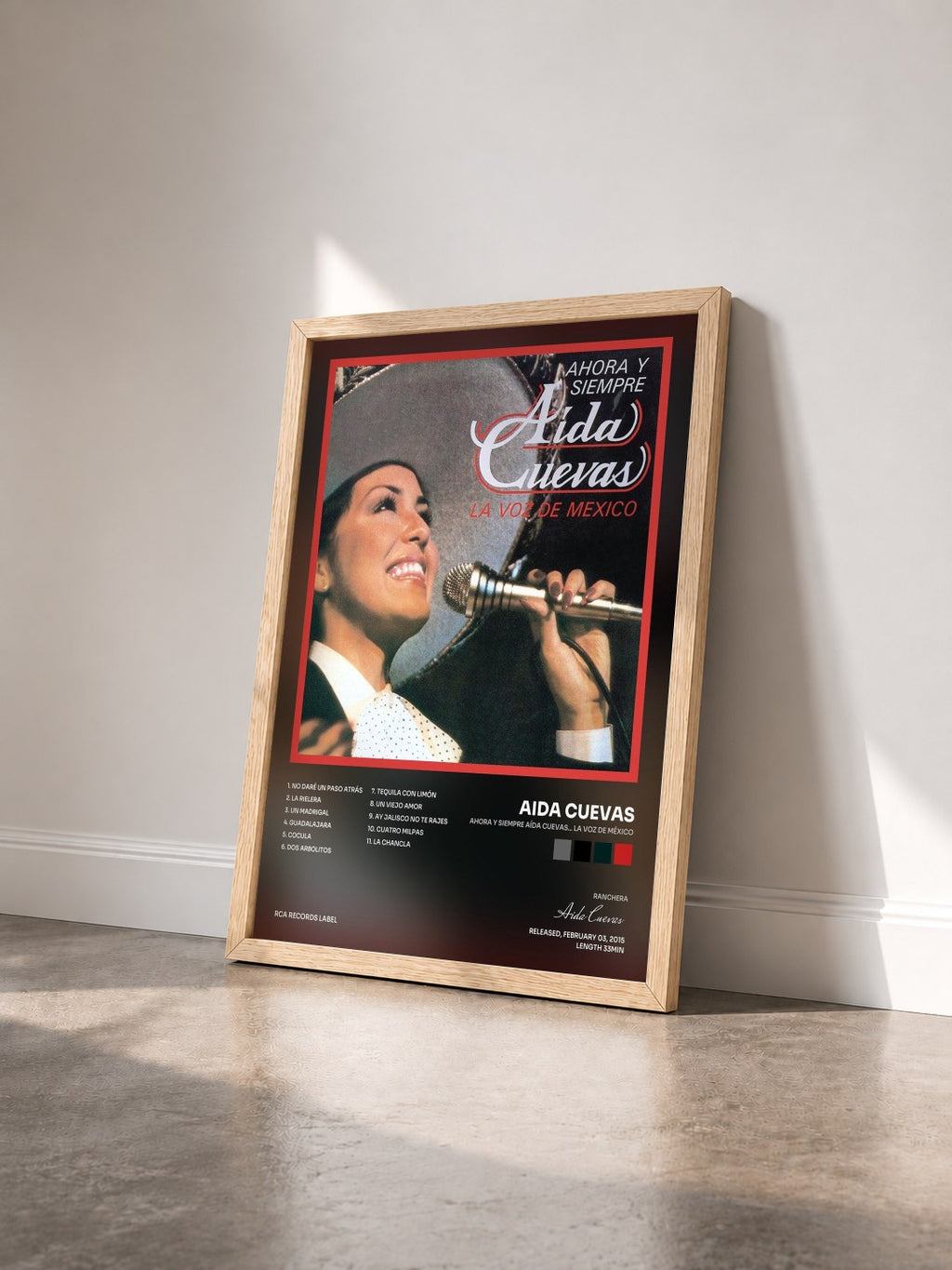 #bois Tableau de l'album Ahora y Siempre Aída Cuevas... La Voz de México de Aida Cuevas vu de trois quarts, cadre en bois brut