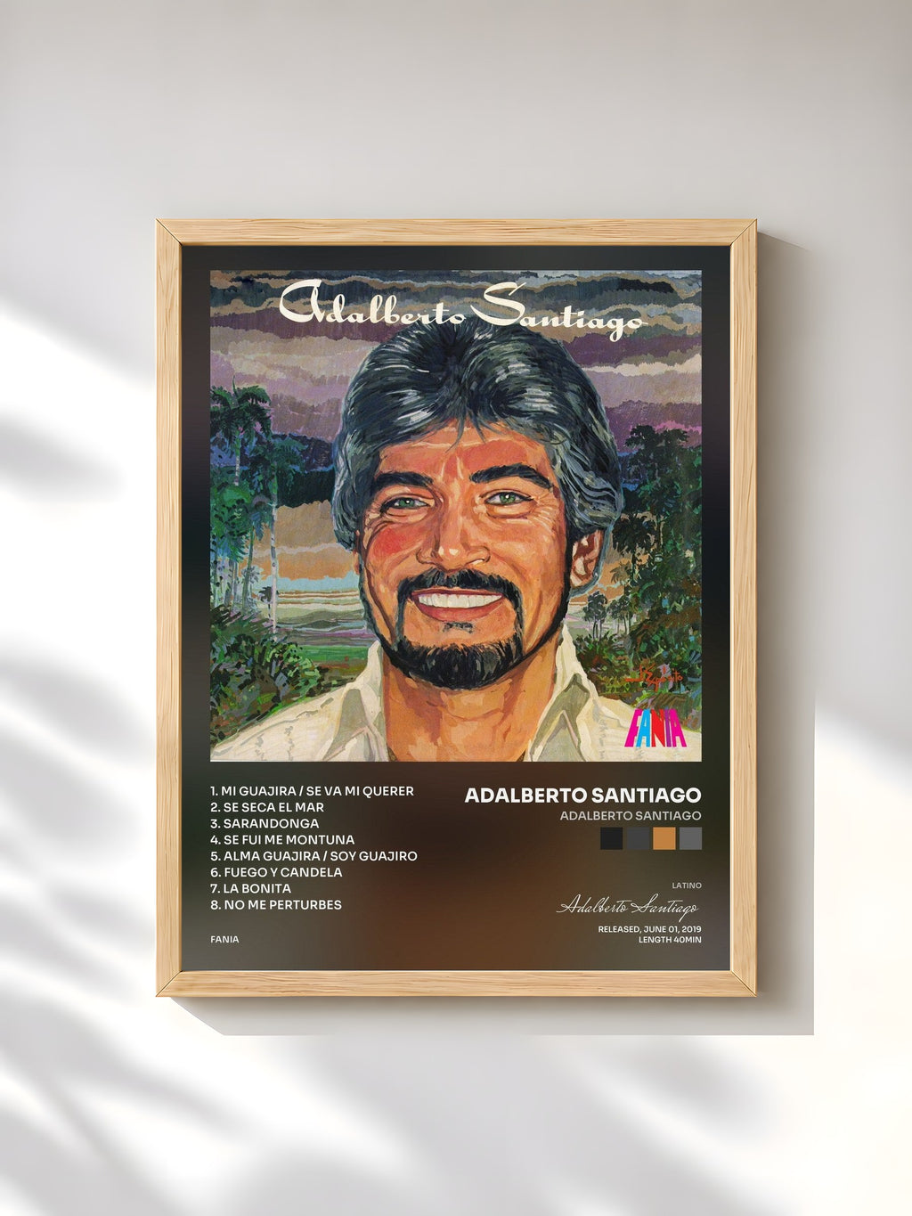 #bois Tableau de l'album Adalberto Santiago de Adalberto Santiago, cadre en bois brut, imprimé et encadré en France