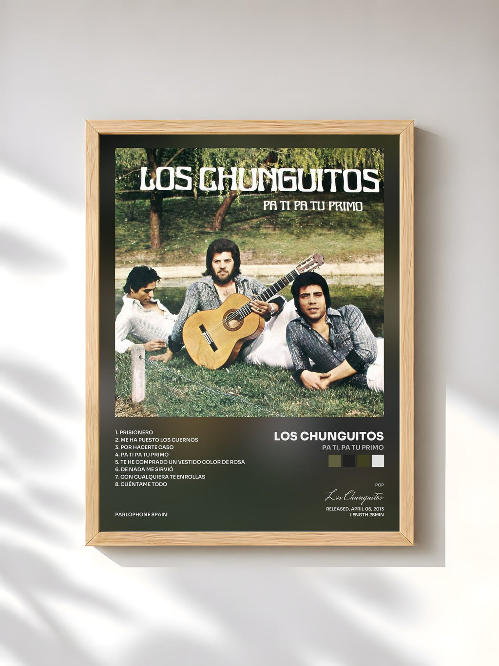 #bois Tableau de l'album Pa Ti, Pa Tu Primo de Los Chunguitos, cadre en bois brut, imprimé et encadré en France