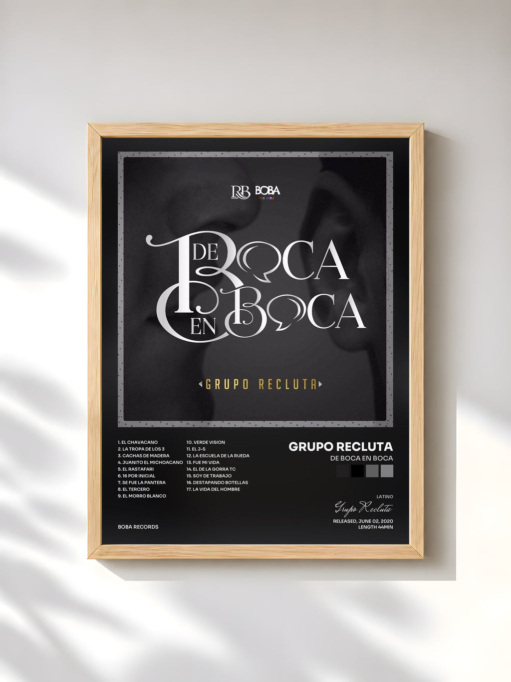 #bois Tableau de l'album De Boca En Boca de Grupo Recluta, cadre en bois brut, imprimé et encadré en France