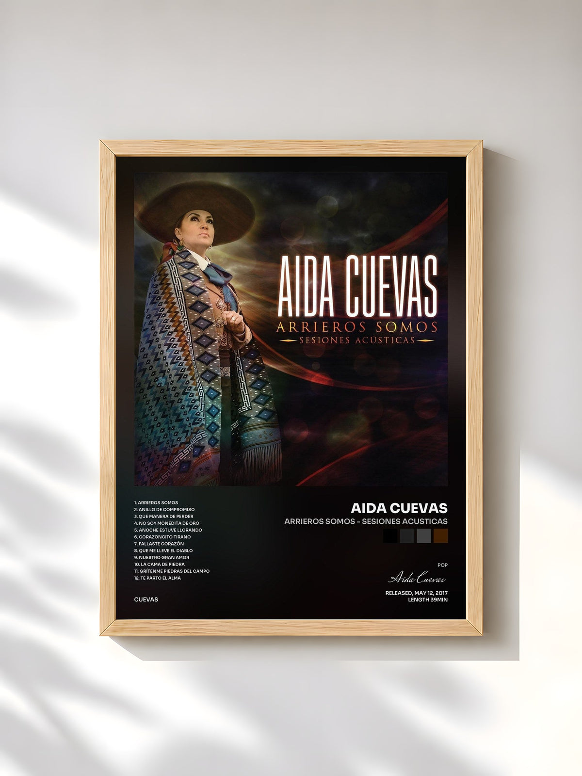 #bois Tableau de l'album Arrieros Somos - Sesiones Acusticas de Aida Cuevas, cadre en bois brut, imprimé et encadré en France