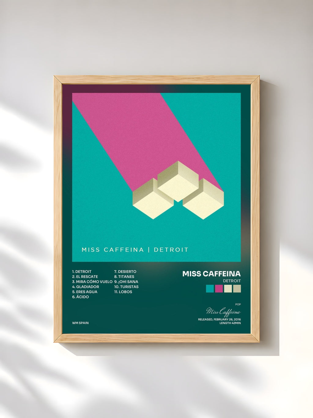 #bois Tableau de l'album Detroit de Miss Caffeina, cadre en bois brut, imprimé et encadré en France