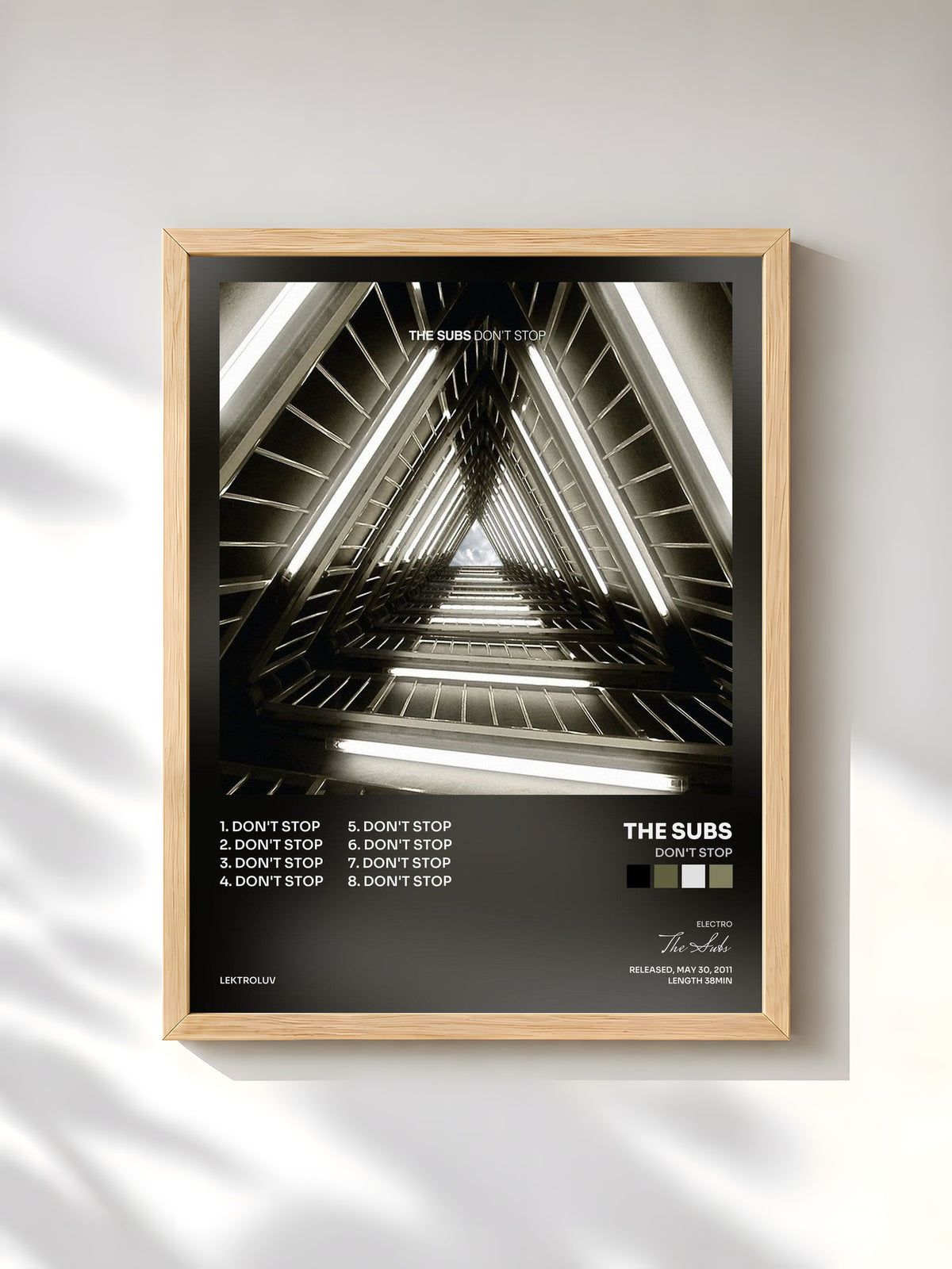 #bois Tableau de l'album Don't Stop de The Subs, cadre en bois brut, imprimé et encadré en France