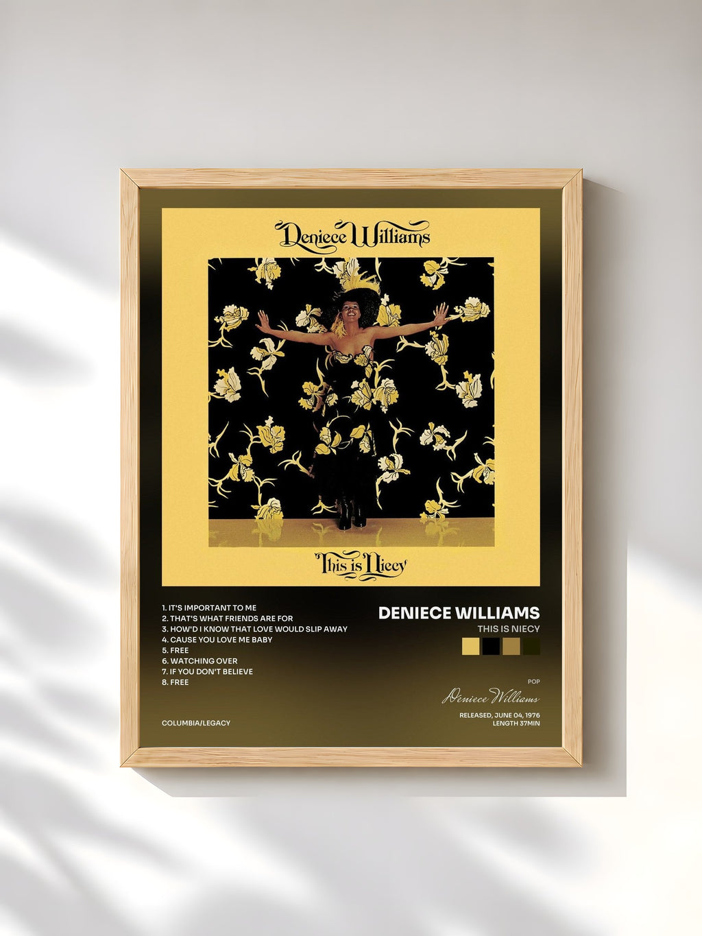 #bois Tableau de l'album This is Niecy de Deniece Williams, cadre en bois brut, imprimé et encadré en France