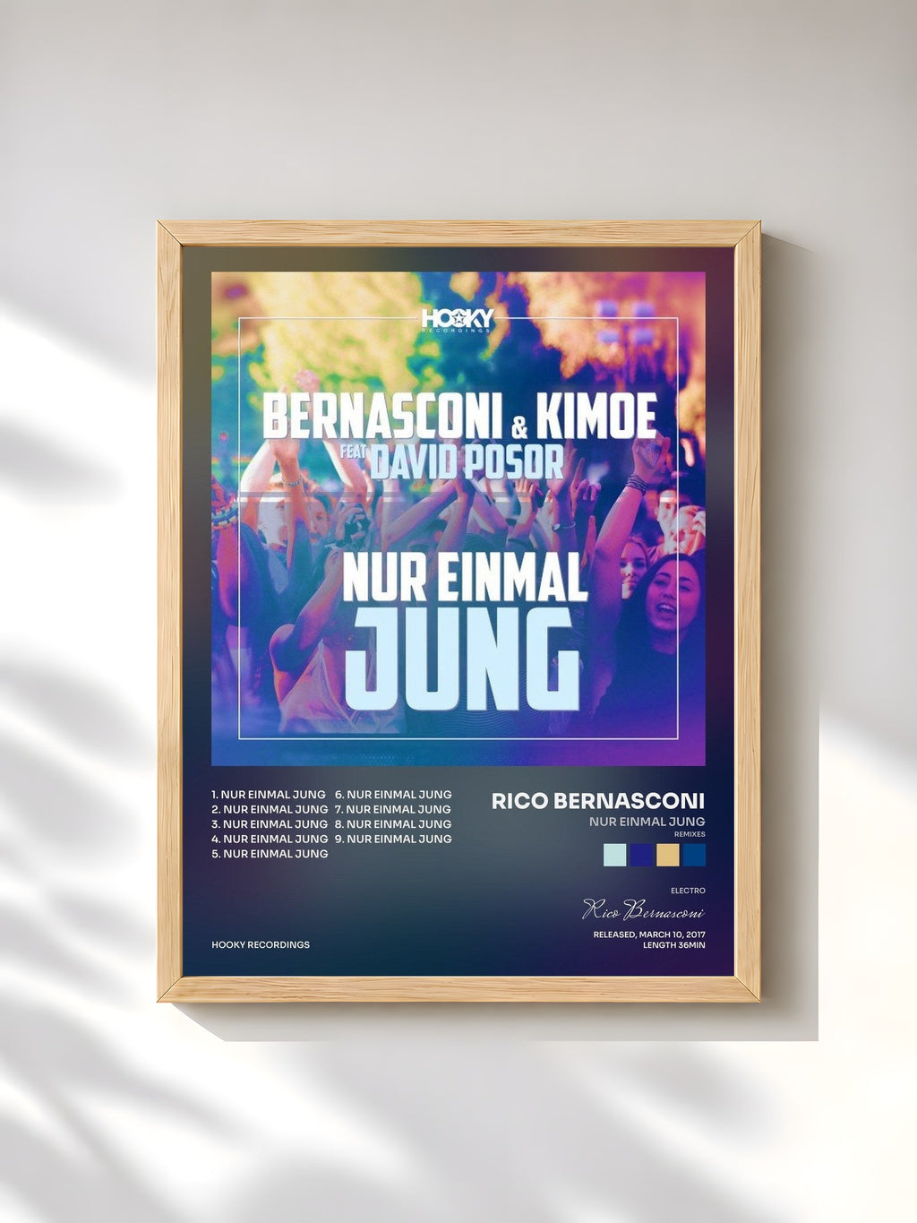 #bois Tableau de l'album Nur einmal jung (Remixes) de Rico Bernasconi, cadre en bois brut, imprimé et encadré en France