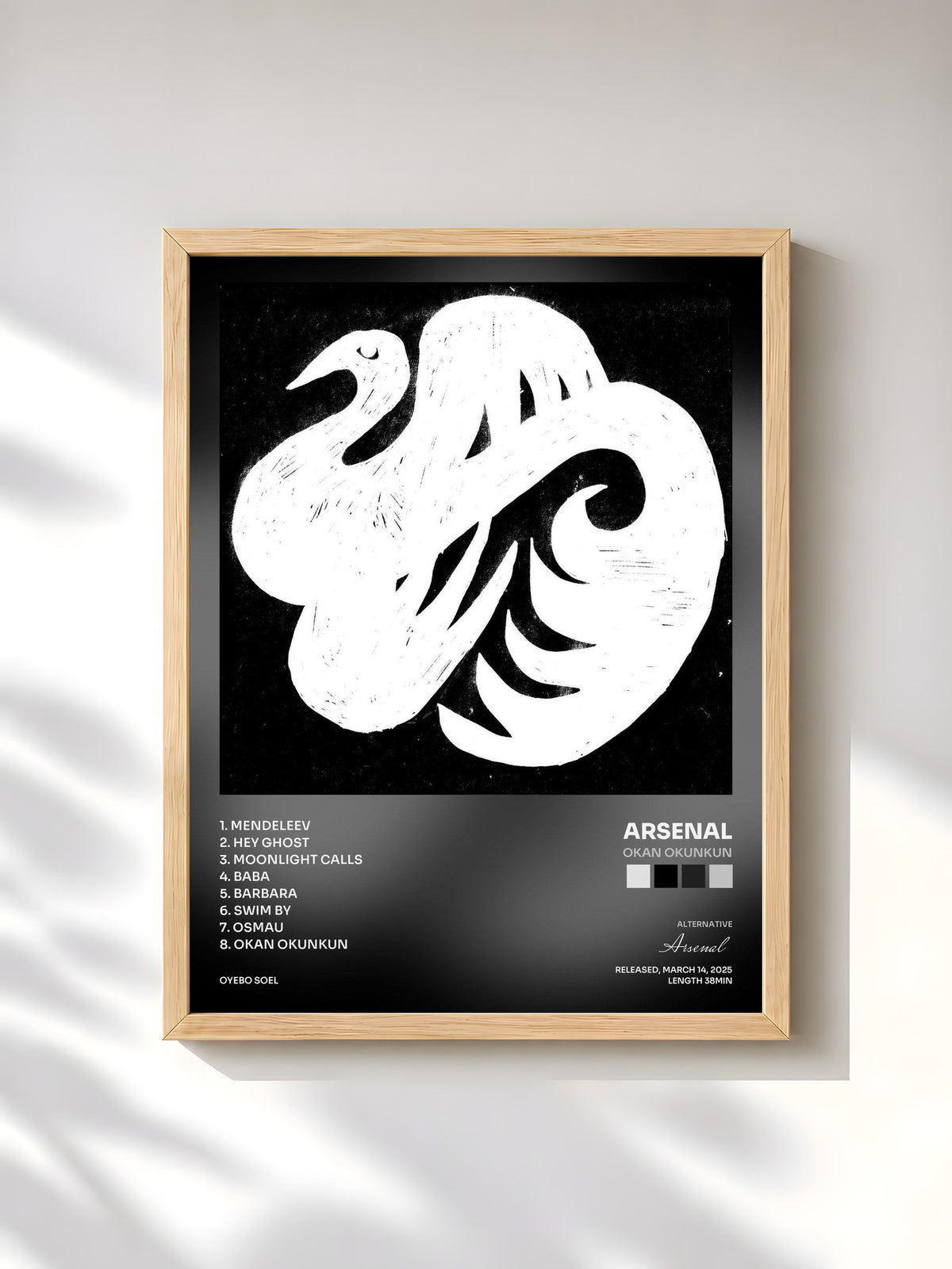#bois Tableau de l'album Okan Okunkun de Arsenal, cadre en bois brut, imprimé et encadré en France