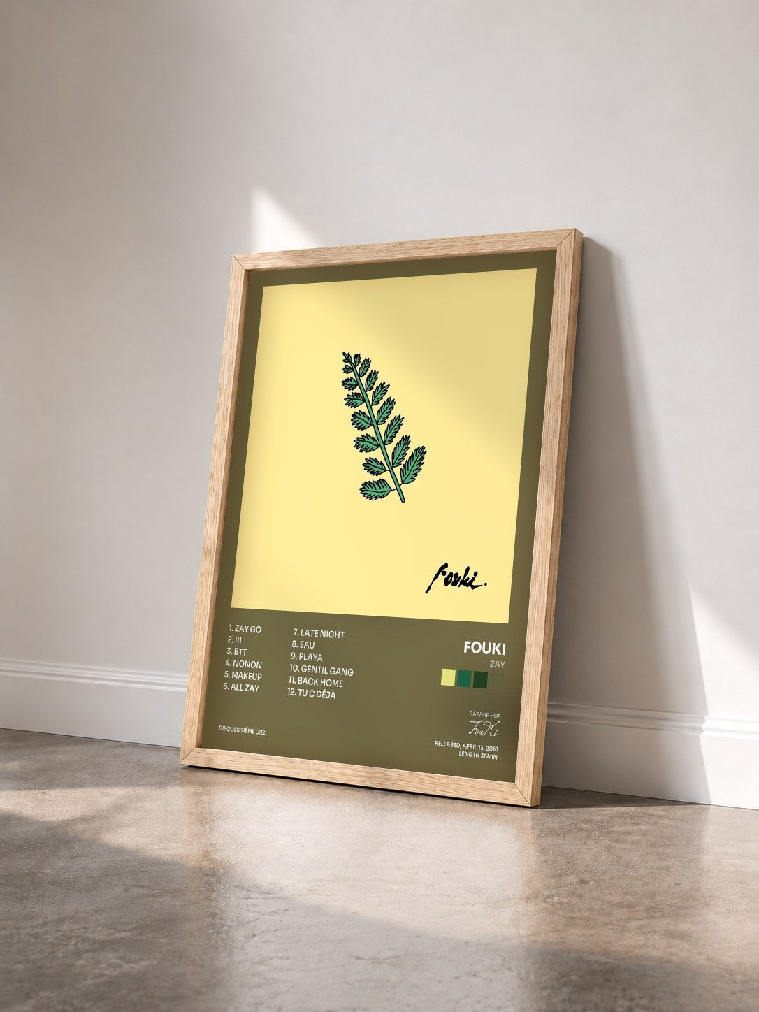 #bois Tableau de l'album Zay de FouKi vu de trois quarts, cadre en bois brut