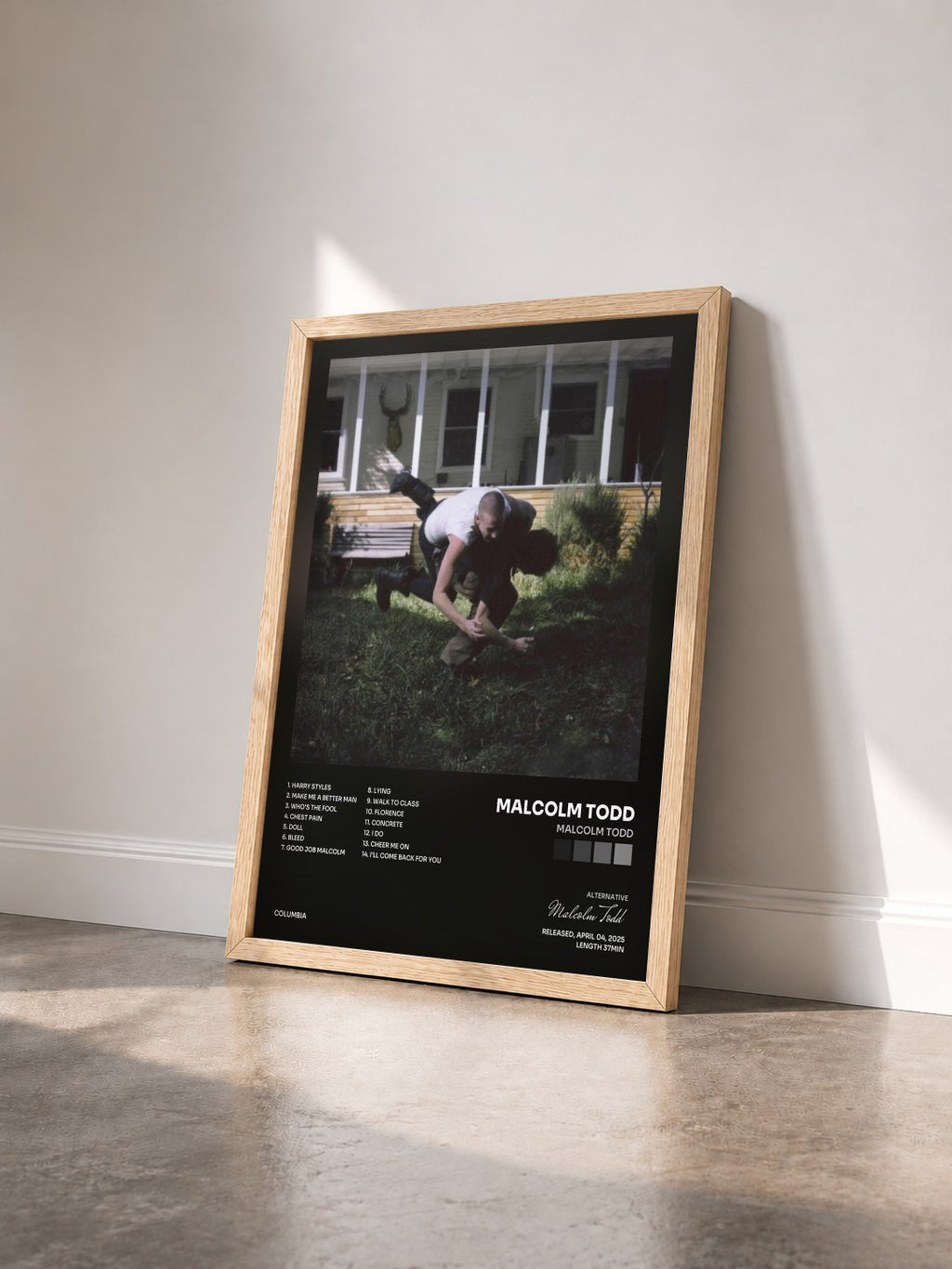 #bois Tableau de l'album Malcolm Todd de Malcolm Todd vu de trois quarts, cadre en bois brut