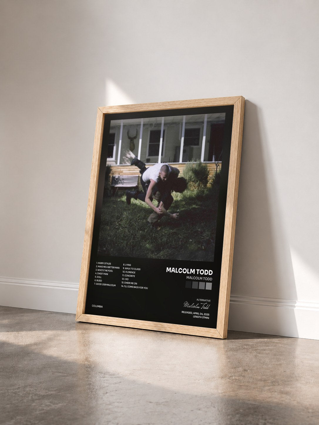 #bois Tableau de l'album Malcolm Todd de Malcolm Todd vu de trois quarts, cadre en bois brut