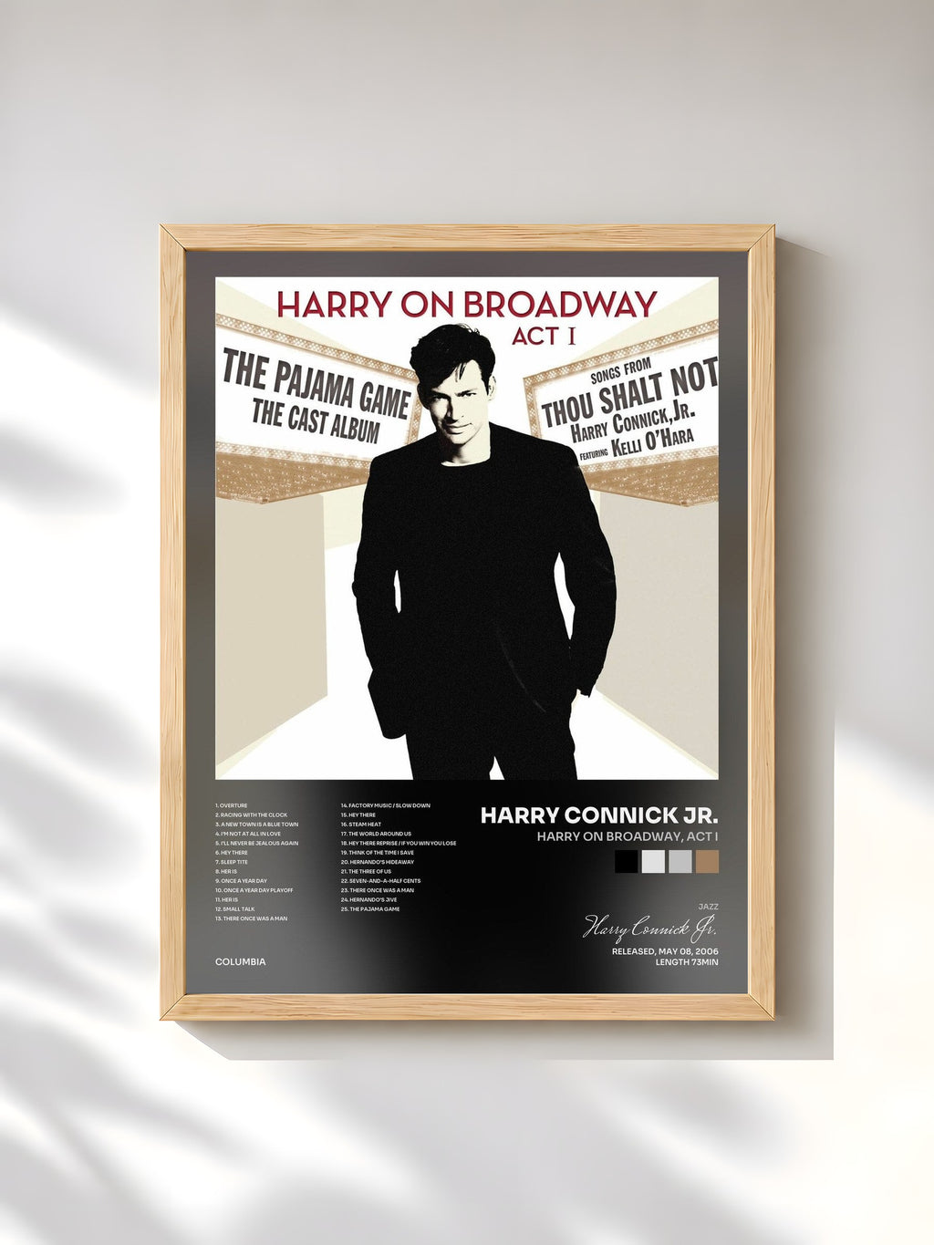 #bois Tableau de l'album Harry On Broadway, Act I de Harry Connick Jr., cadre en bois brut, imprimé et encadré en France