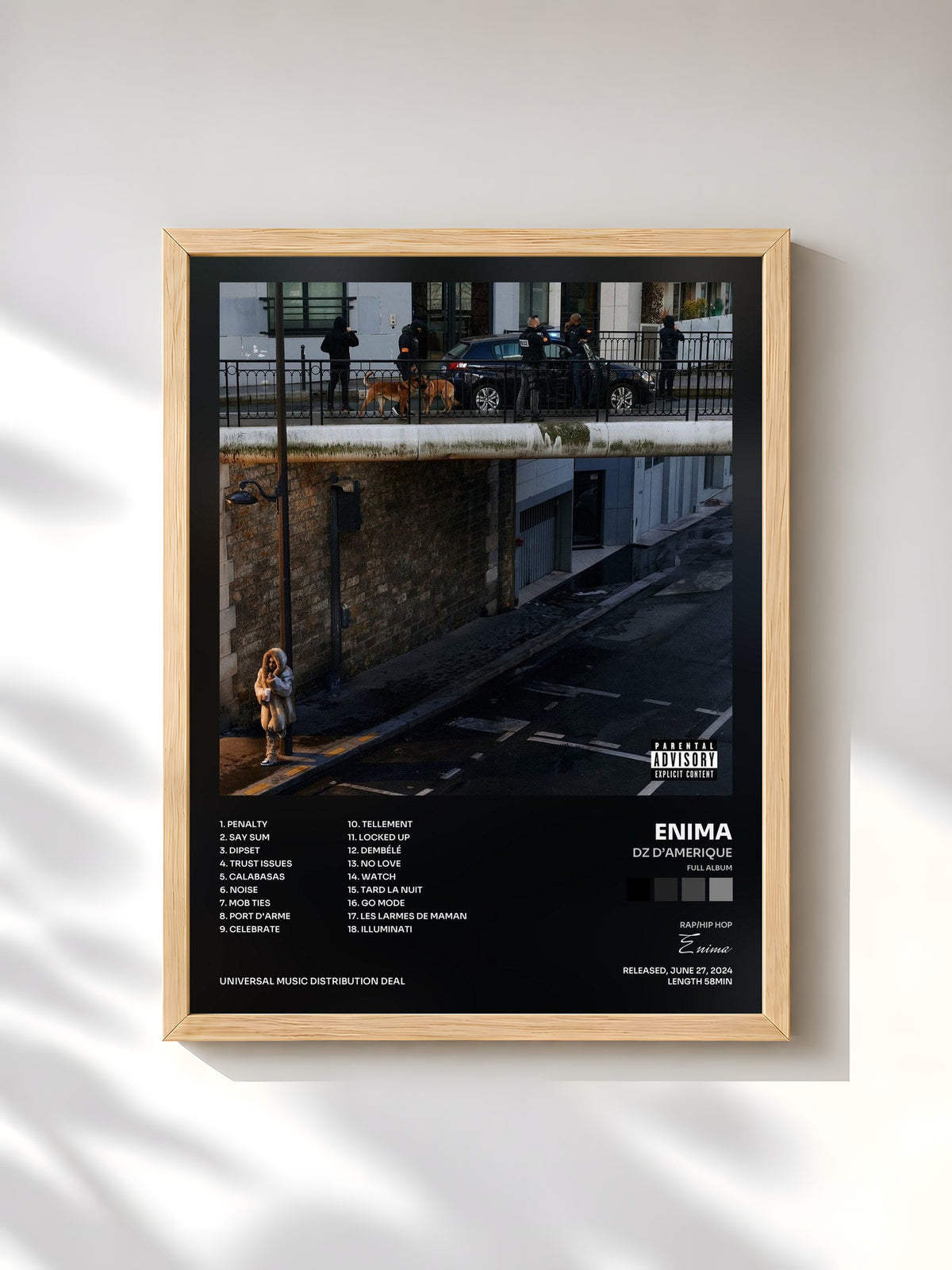 #bois Tableau de l'album DZ D’AMERIQUE (Full Album) de Enima, cadre en bois brut, imprimé et encadré en France