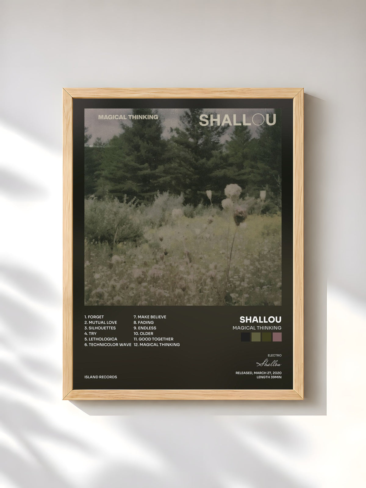 #bois Tableau de l'album Magical Thinking de Shallou, cadre en bois brut, imprimé et encadré en France