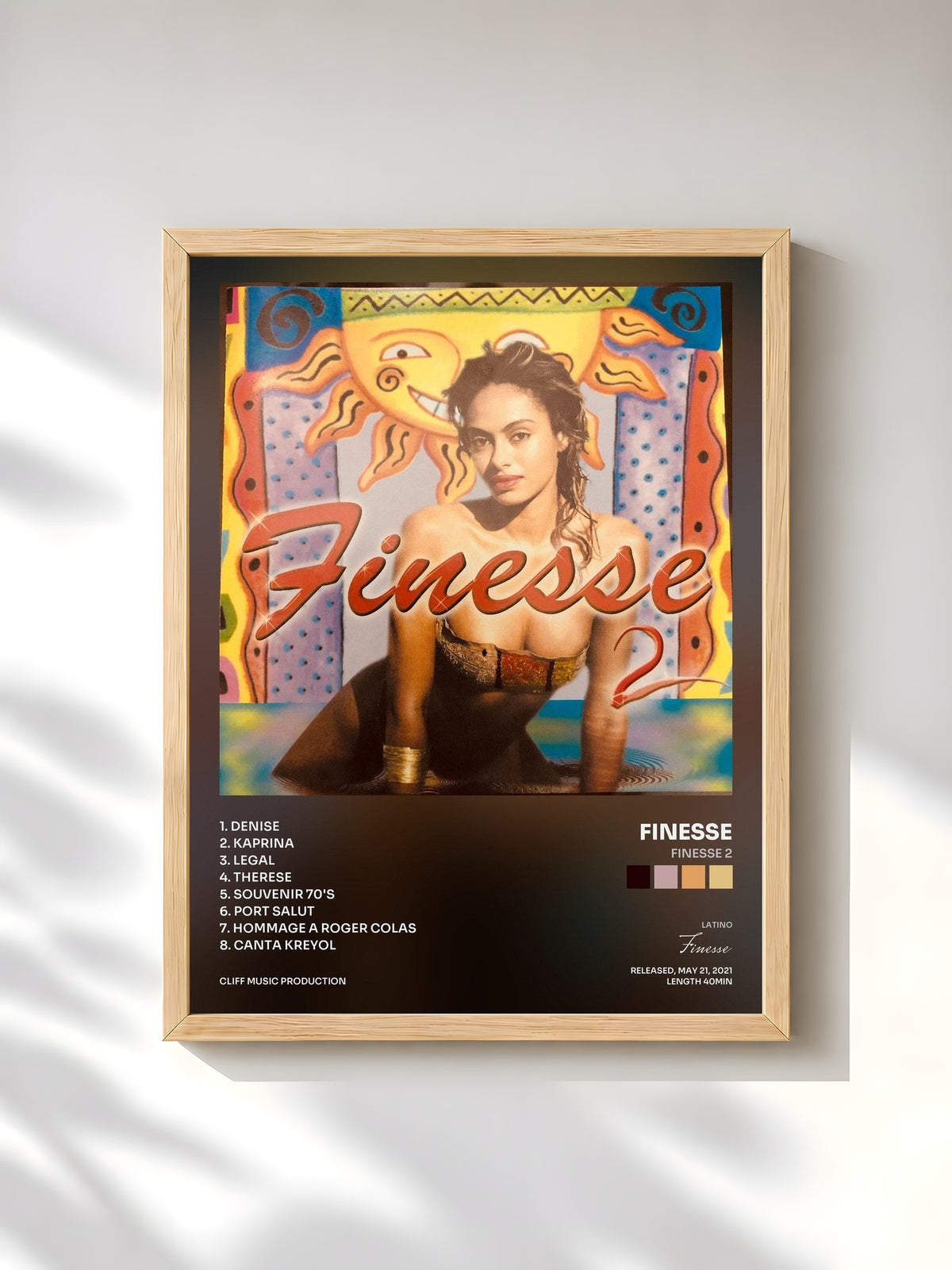 #bois Tableau de l'album finesse 2 de Finesse, cadre en bois brut, imprimé et encadré en France