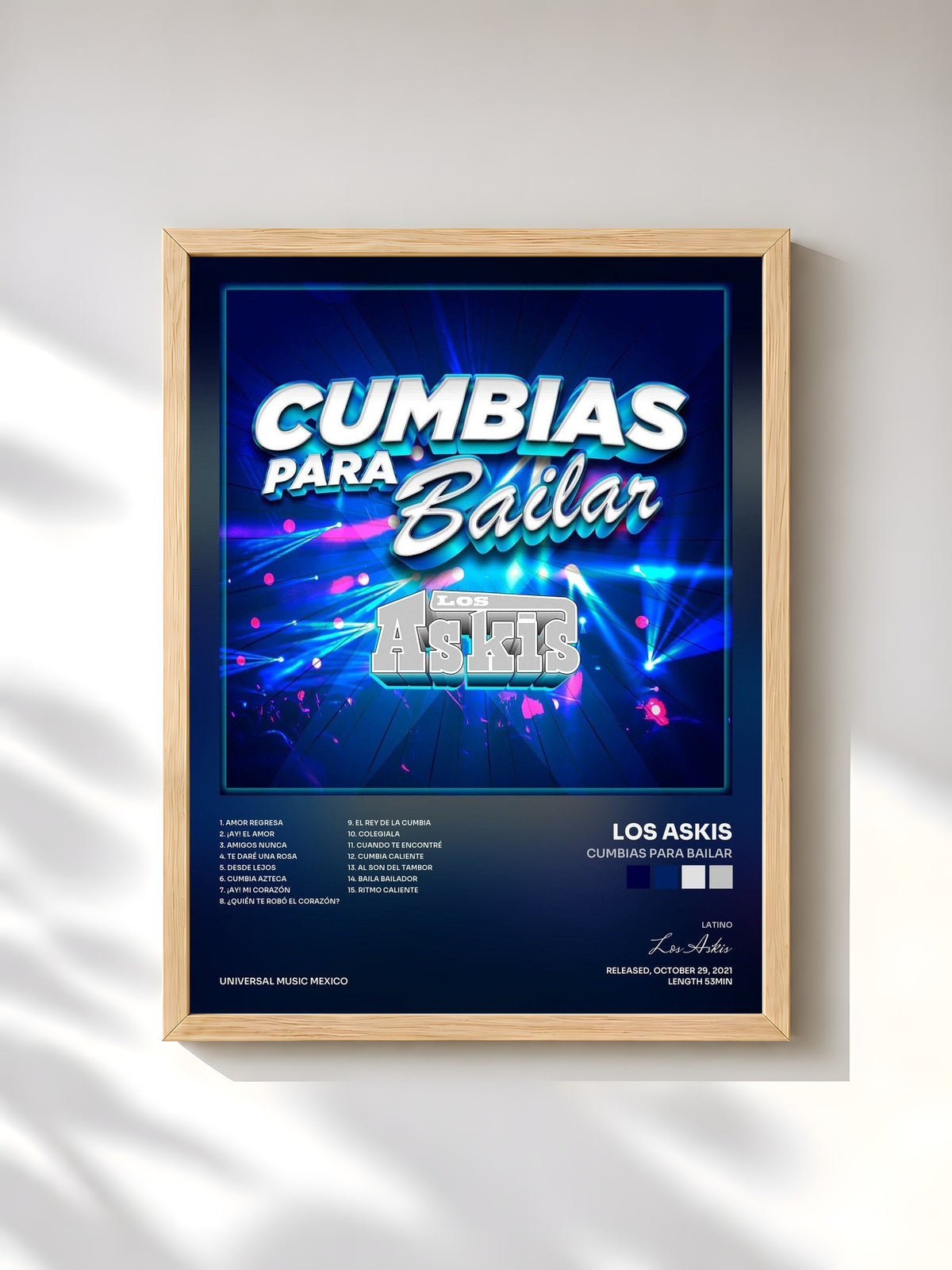 #bois Tableau de l'album Cumbias Para Bailar de Los Askis, cadre en bois brut, imprimé et encadré en France