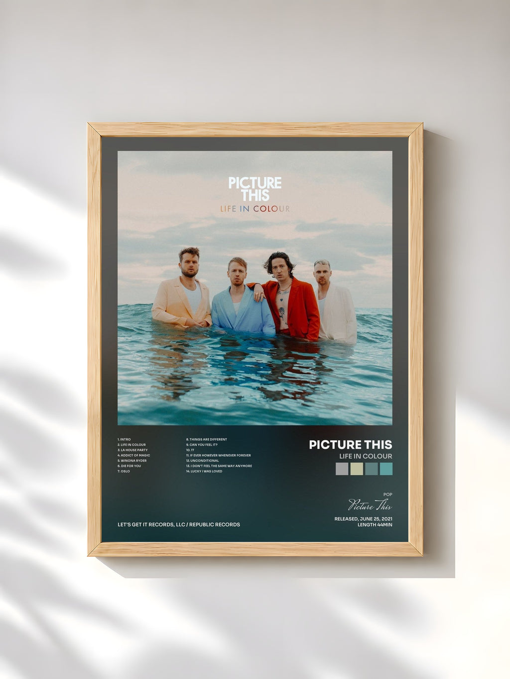 #bois Tableau de l'album Life In Colour de Picture This, cadre en bois brut, imprimé et encadré en France