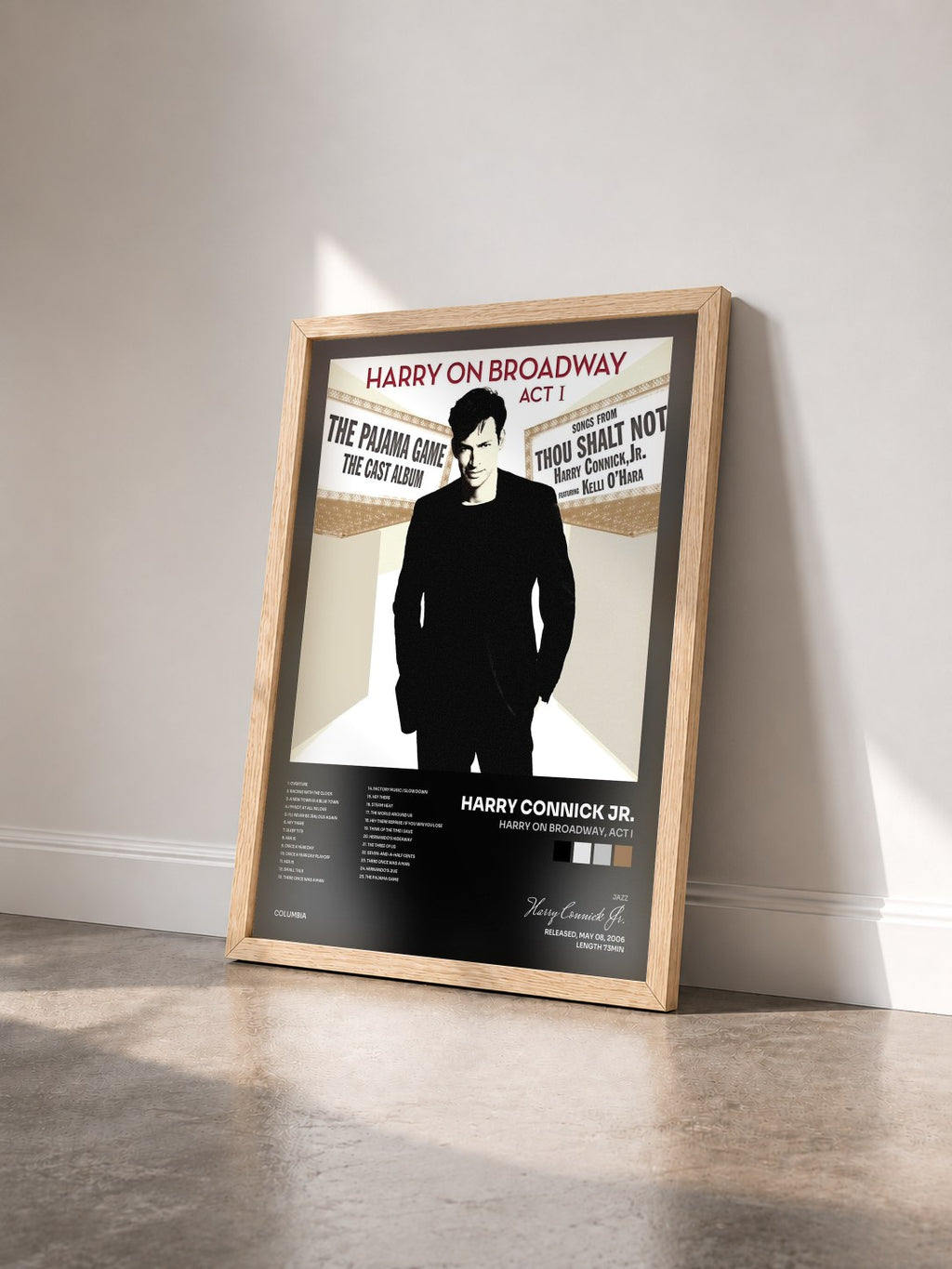 #bois Tableau de l'album Harry On Broadway, Act I de Harry Connick Jr. vu de trois quarts, cadre en bois brut