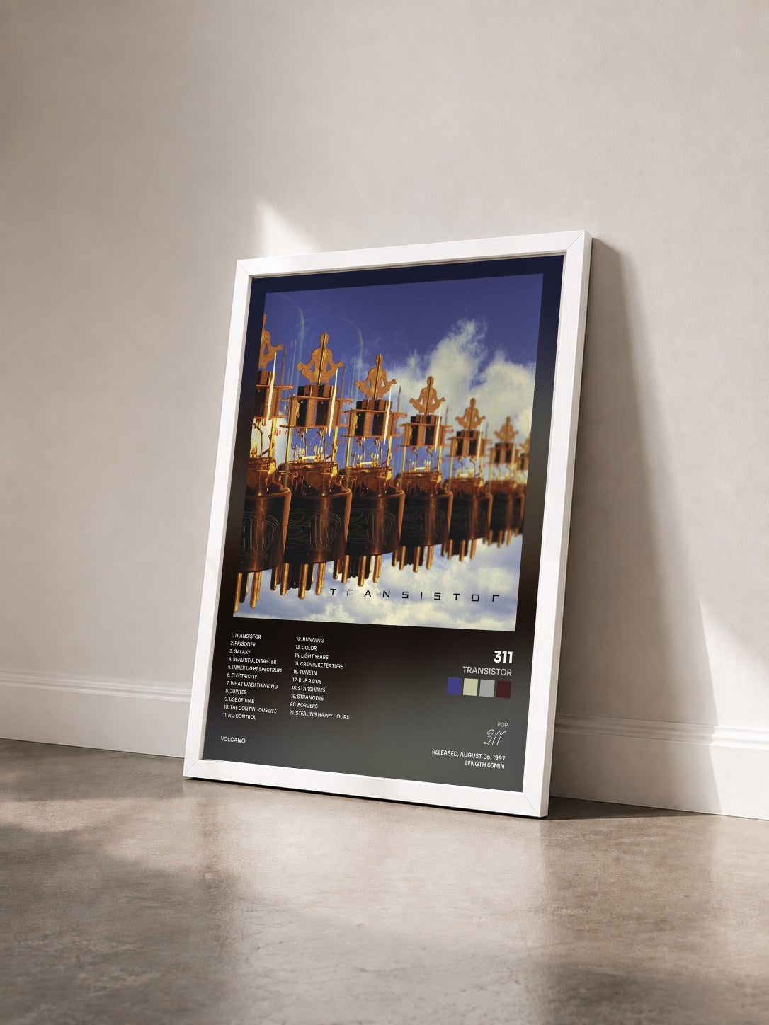 #blanc Tableau de l'album Transistor de 311 vu de trois quarts, cadre blanc