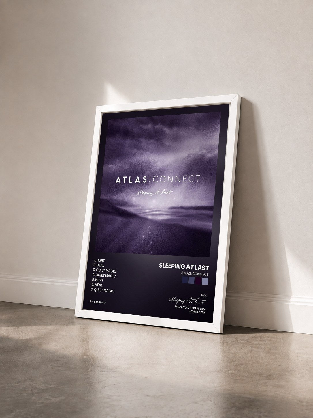 #blanc Tableau de l'album Atlas: Connect de Sleeping At Last vu de trois quarts, cadre blanc