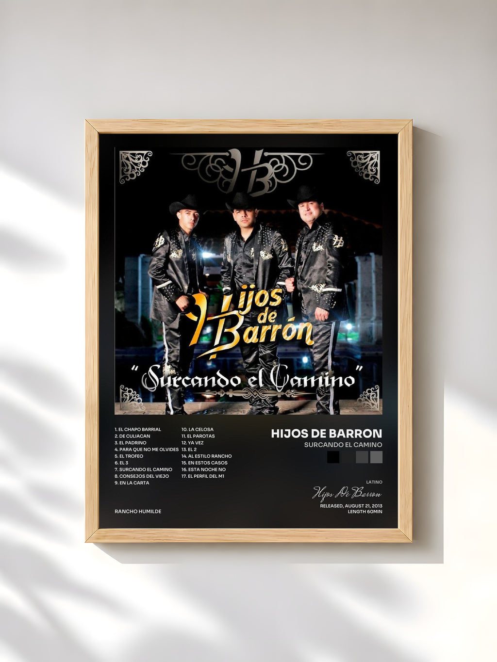 #bois Tableau de l'album Surcando El Camino de Hijos De Barron, cadre en bois brut, imprimé et encadré en France