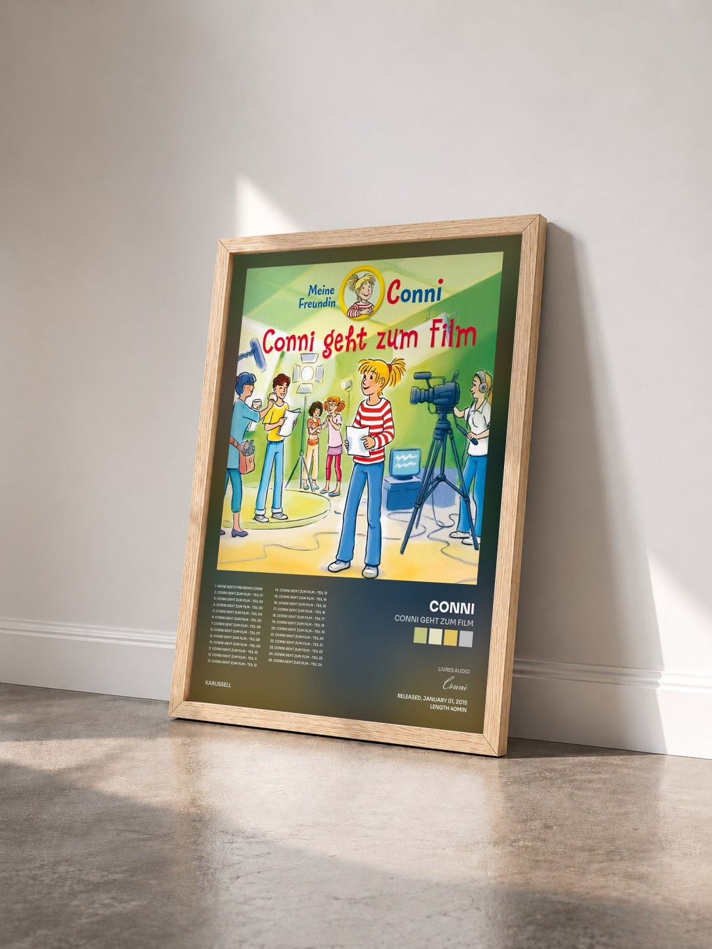 #bois Tableau de l'album Conni geht zum Film de Conni vu de trois quarts, cadre en bois brut
