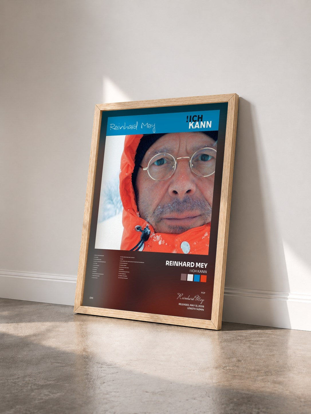 #bois Tableau de l'album ! Ich Kann de Reinhard Mey vu de trois quarts, cadre en bois brut