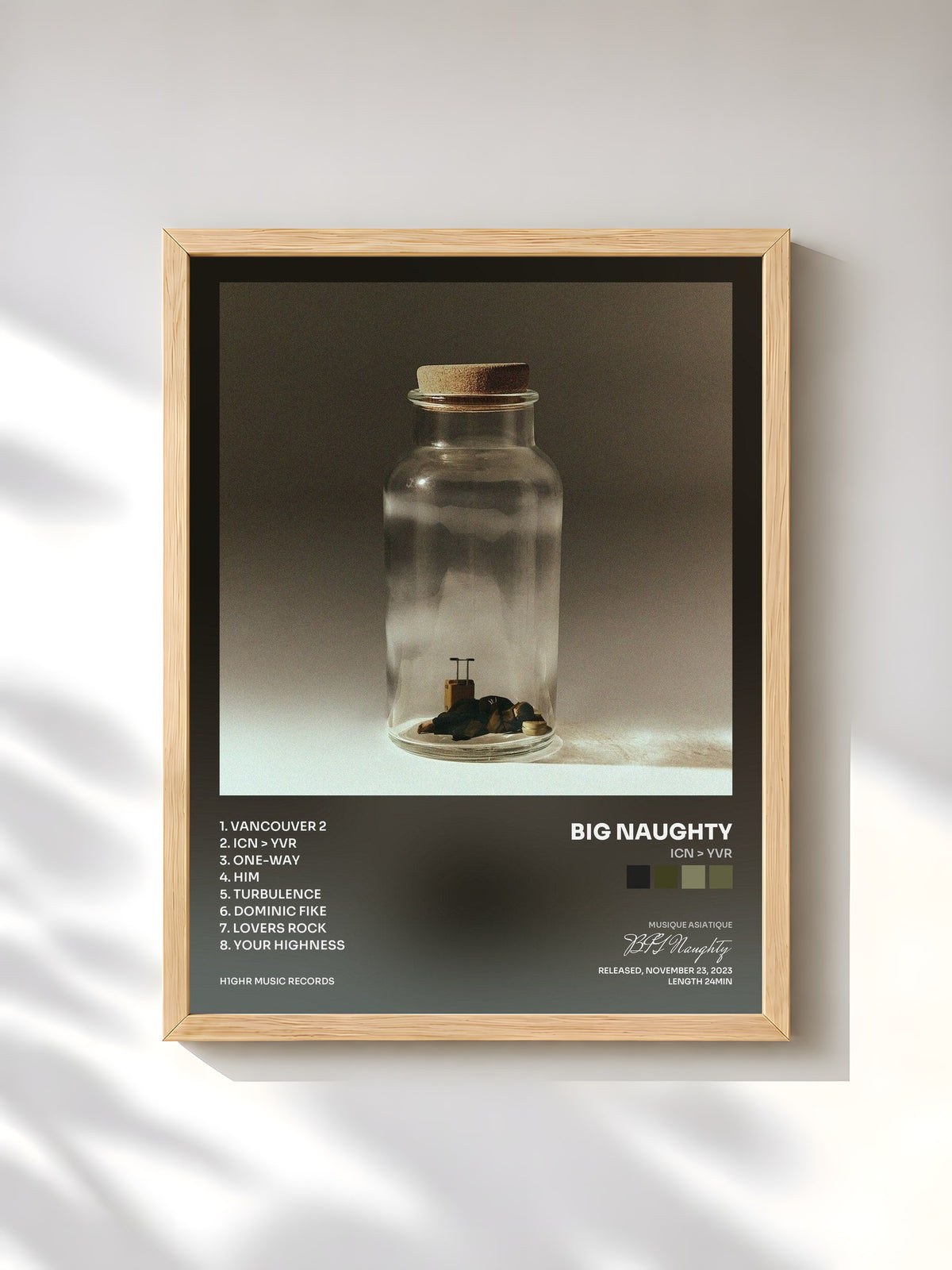 #bois Tableau de l'album ICN > YVR de BIG Naughty, cadre en bois brut, imprimé et encadré en France