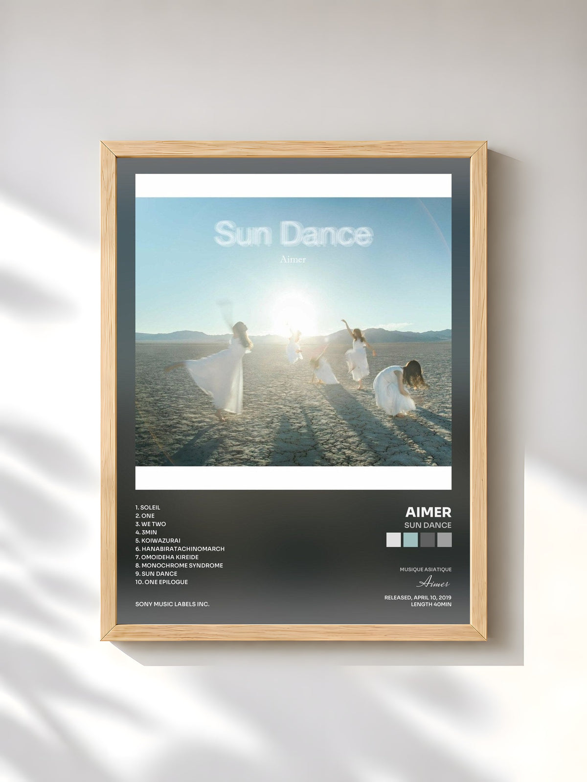 #bois Tableau de l'album Sun Dance de Aimer, cadre en bois brut, imprimé et encadré en France