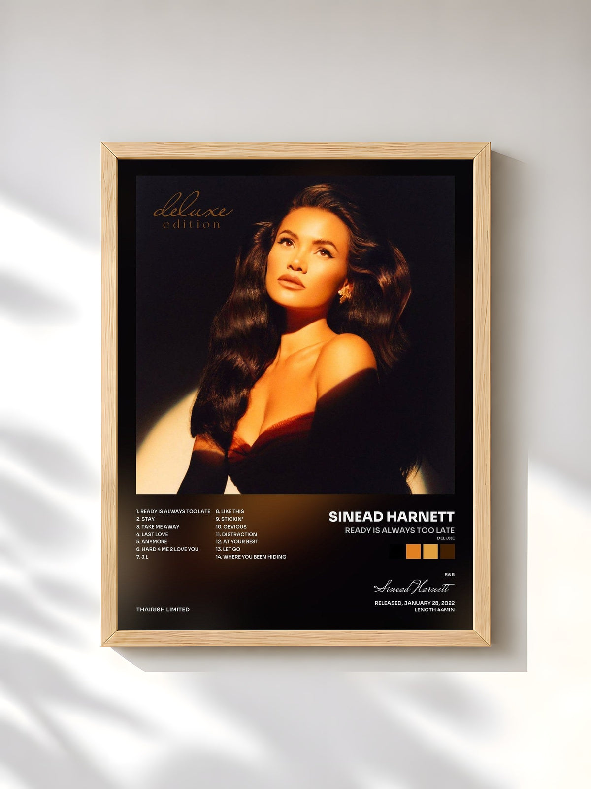 #bois Tableau de l'album Ready Is Always Too Late (Deluxe) de Sinead Harnett, cadre en bois brut, imprimé et encadré en France