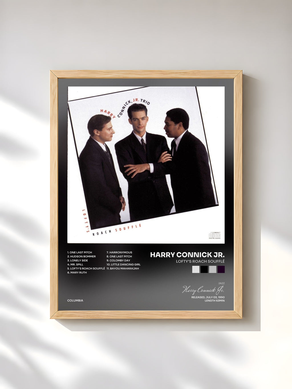 #bois Tableau de l'album Lofty's Roach Soufflé de Harry Connick Jr., cadre en bois brut, imprimé et encadré en France