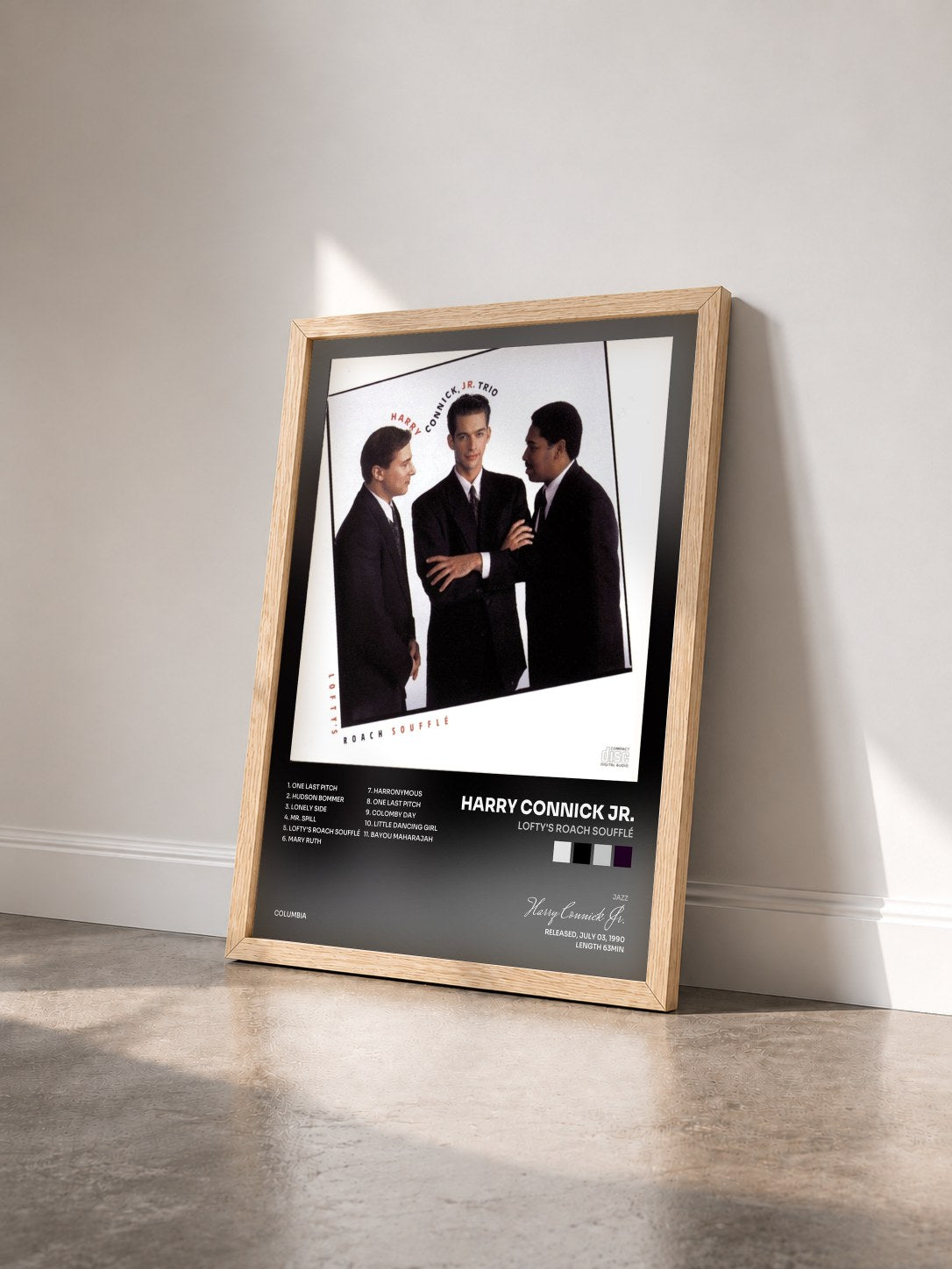 #bois Tableau de l'album Lofty's Roach Soufflé de Harry Connick Jr. vu de trois quarts, cadre en bois brut