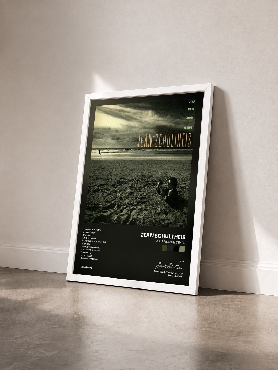 #blanc Tableau de l'album J'ai pris mon temps de Jean Schultheis vu de trois quarts, cadre blanc